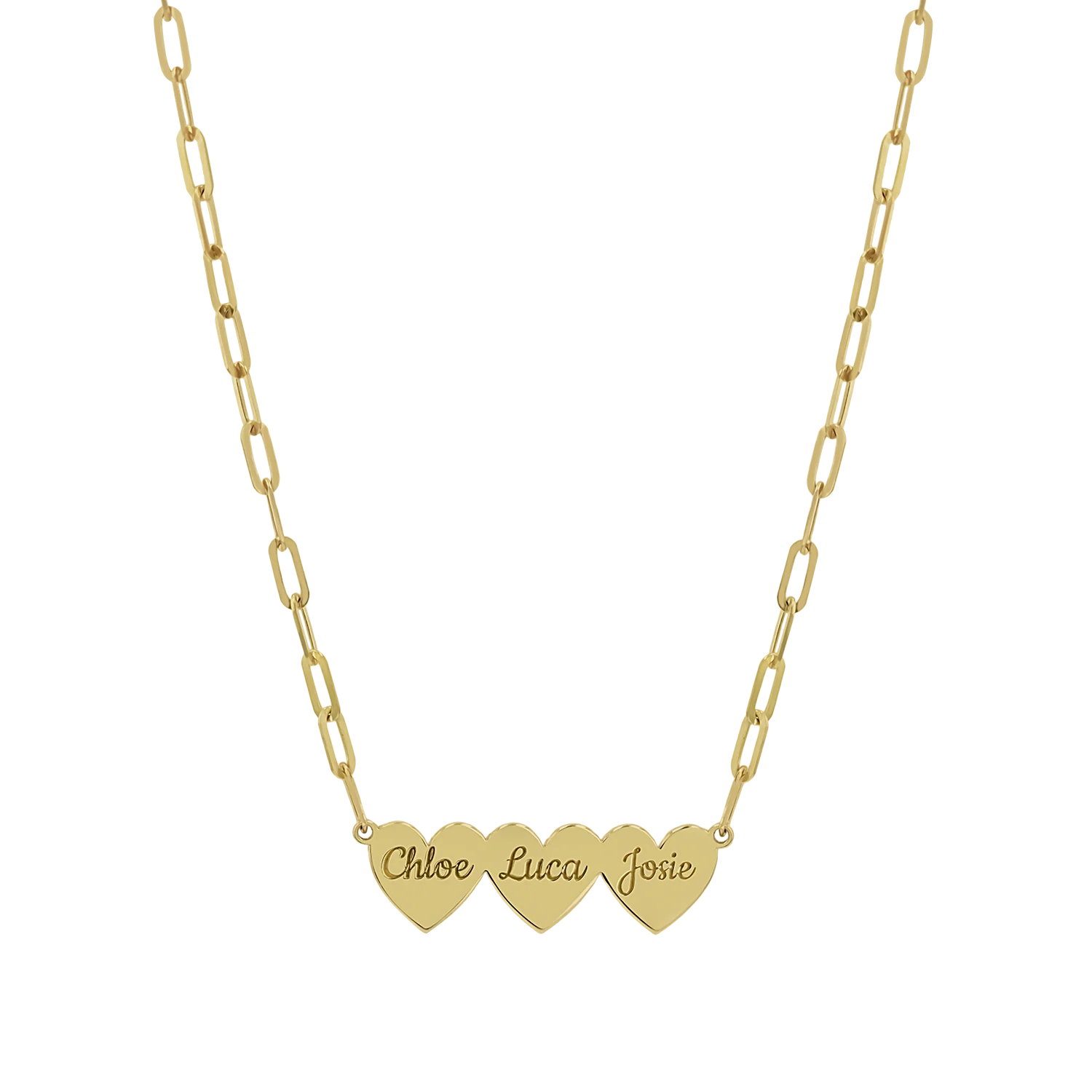 Engravable Multi Heart Paper Clip Necklace - Image 3