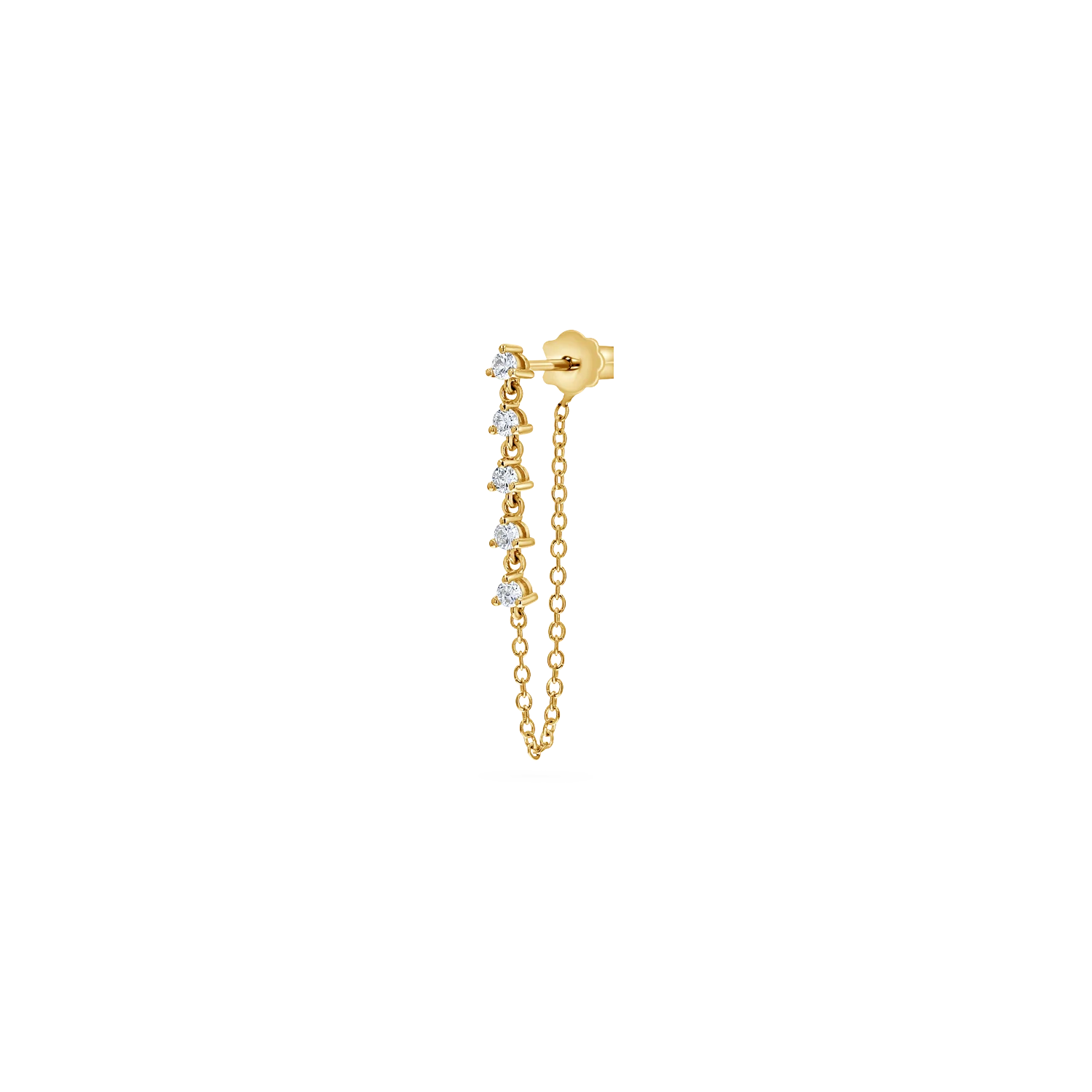 Five Diamond Chain Drop Earrings - Image 2