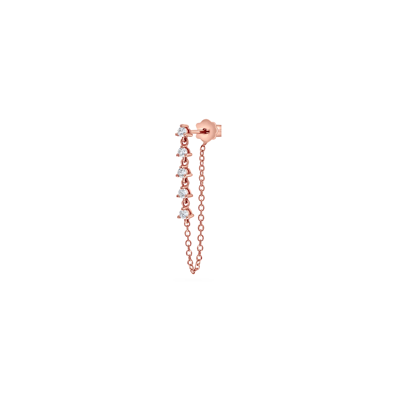 Five Diamond Chain Drop Earrings - Image 4