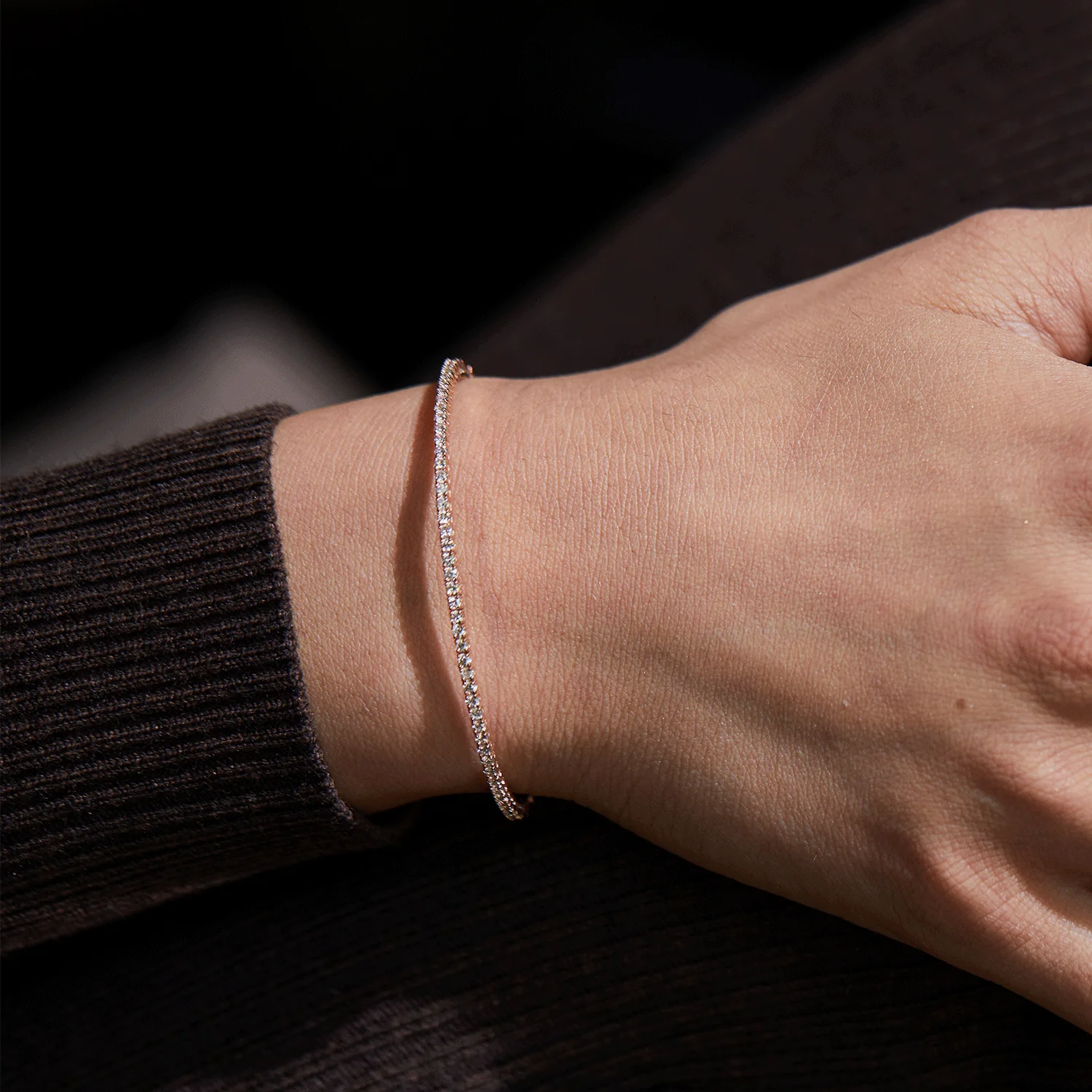 Flexible Diamond Tennis Bangle Bracelet - Image 5