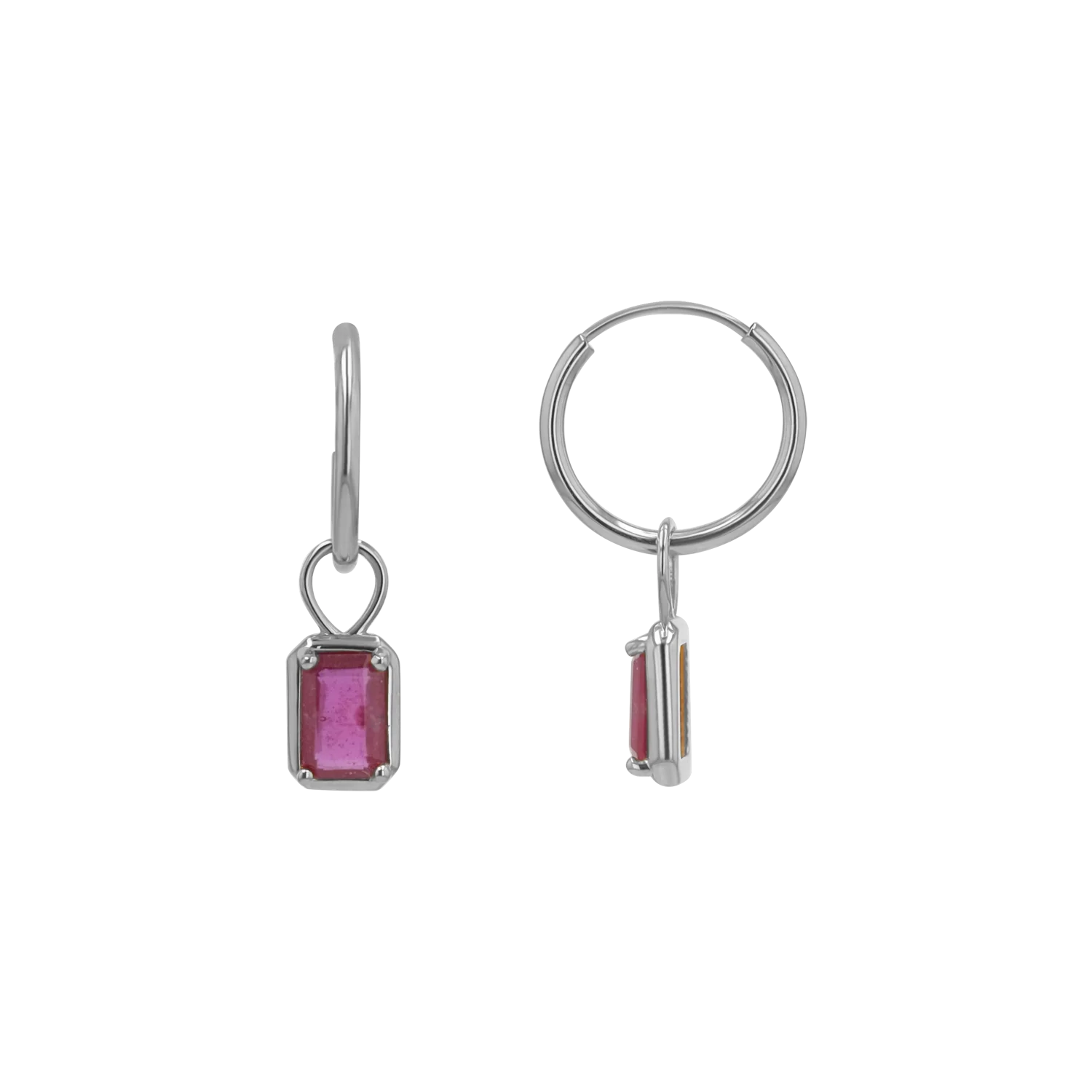 Gemstone Emerald Huggie Charms - Image 5