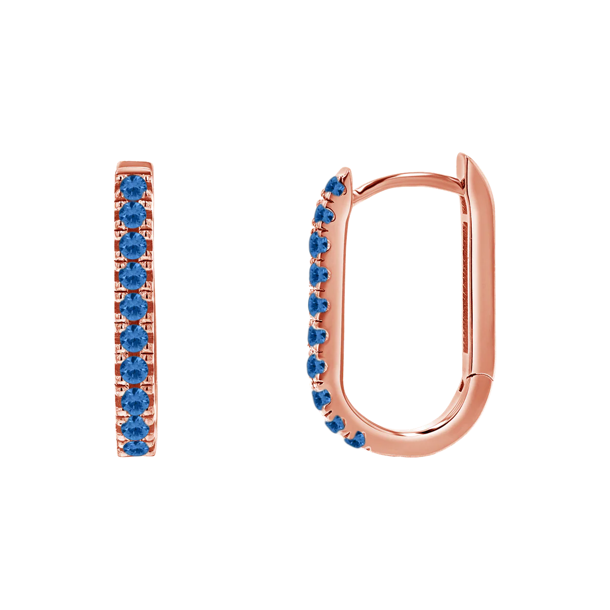 Gemstone Pave Paper Clip Huggie Earrings - Image 11
