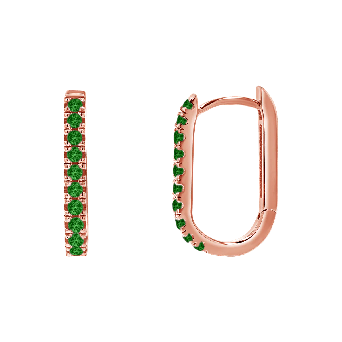 Gemstone Pave Paper Clip Huggie Earrings - Image 3