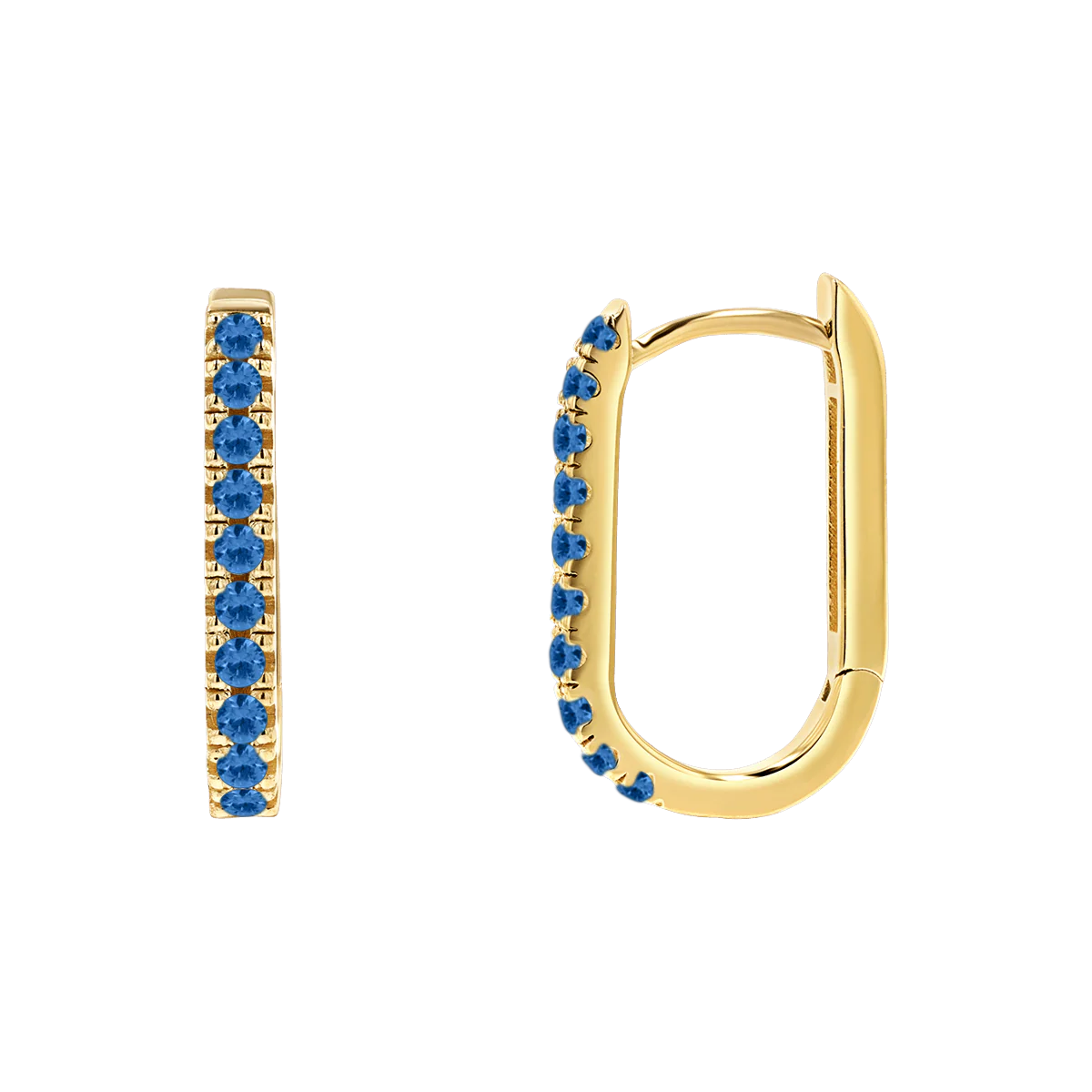 Gemstone Pave Paper Clip Huggie Earrings - Image 7