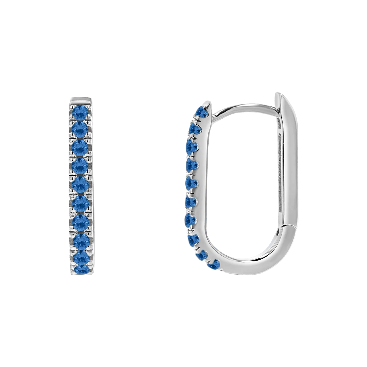 Gemstone Pave Paper Clip Huggie Earrings - Image 9