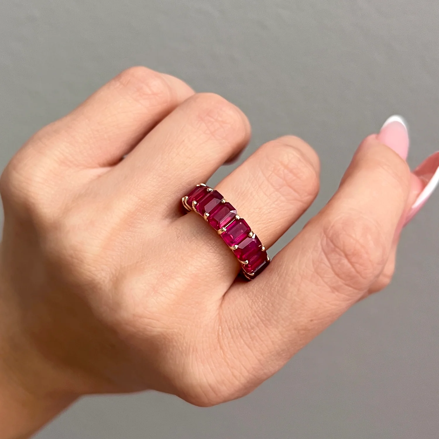 Genuine Ruby Emerald Cut Eternity Ring - Image 5