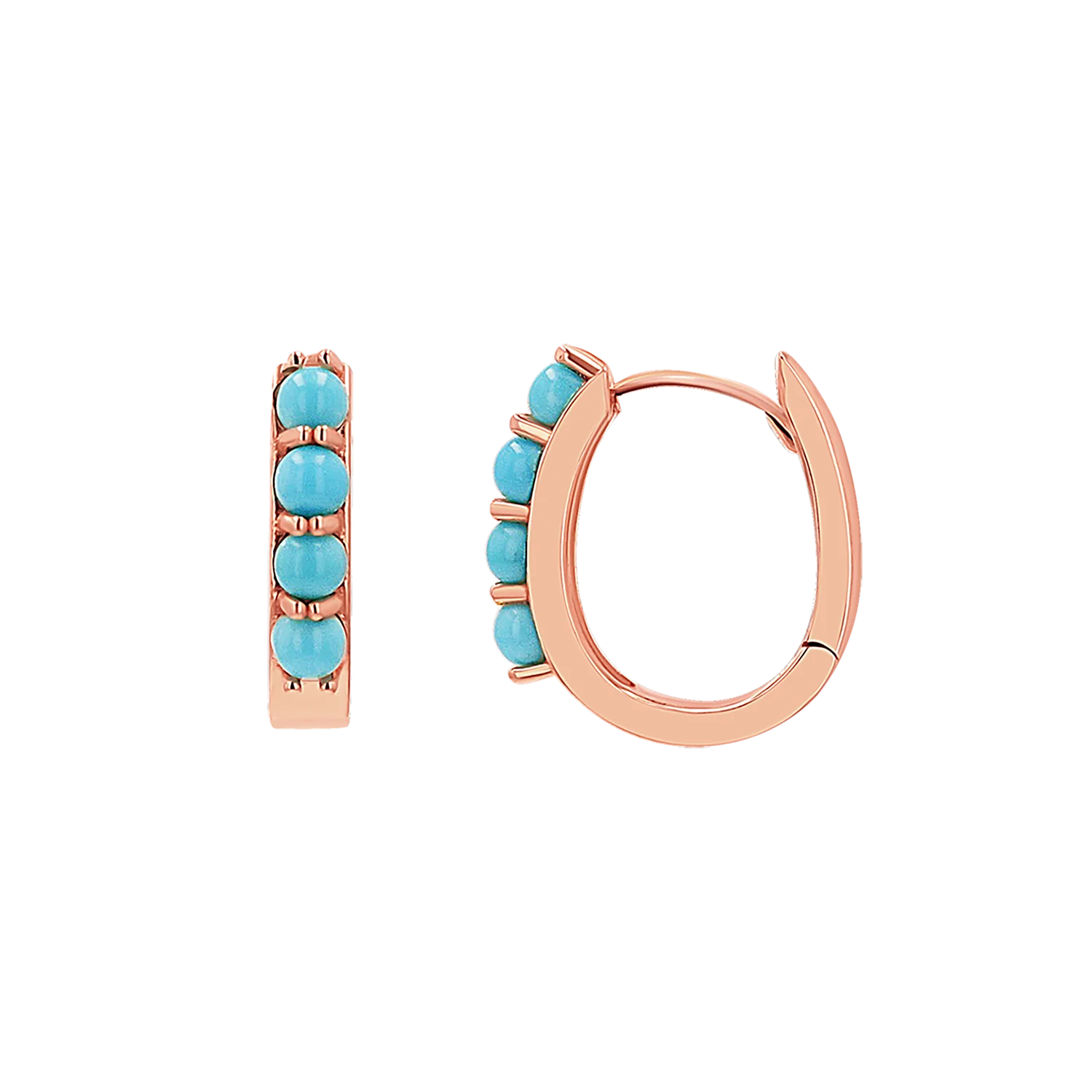 Genuine Turquoise Paper Clip Huggie Hoops - Image 3