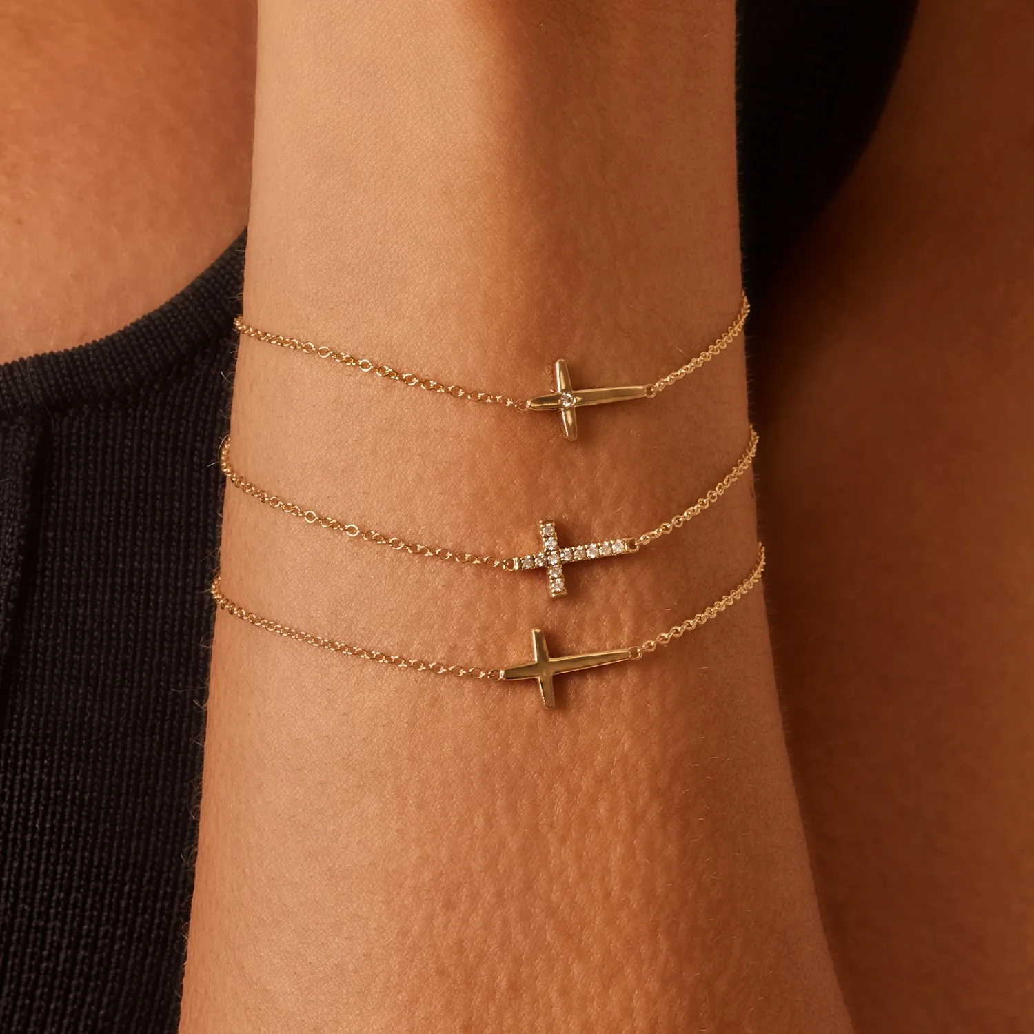 Grace Pave Diamond Cross Bracelet - Image 6
