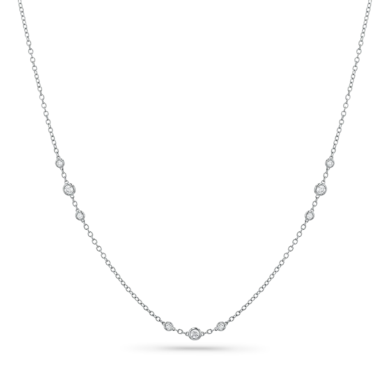 Graduated Diamond Trio Bezel Necklace - Image 2