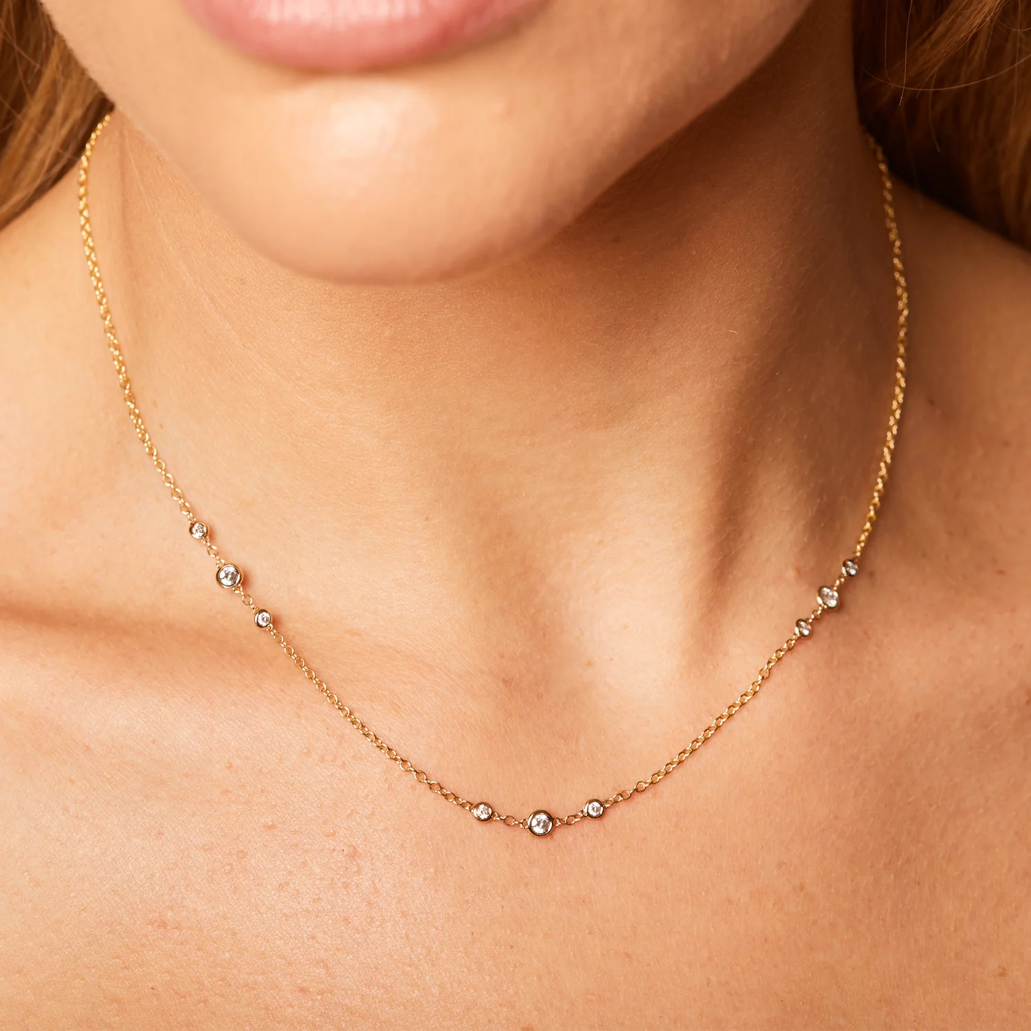 Graduated Diamond Trio Bezel Necklace - Image 5
