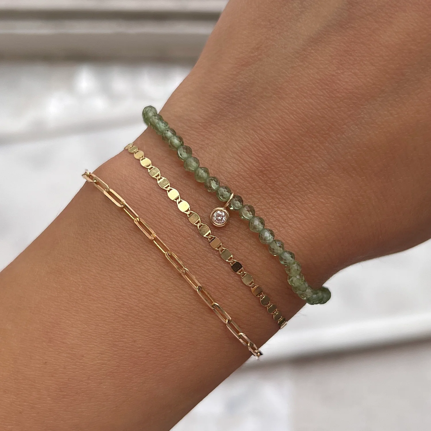 Green Gemstone & Custom Charm Bracelet - Image 4