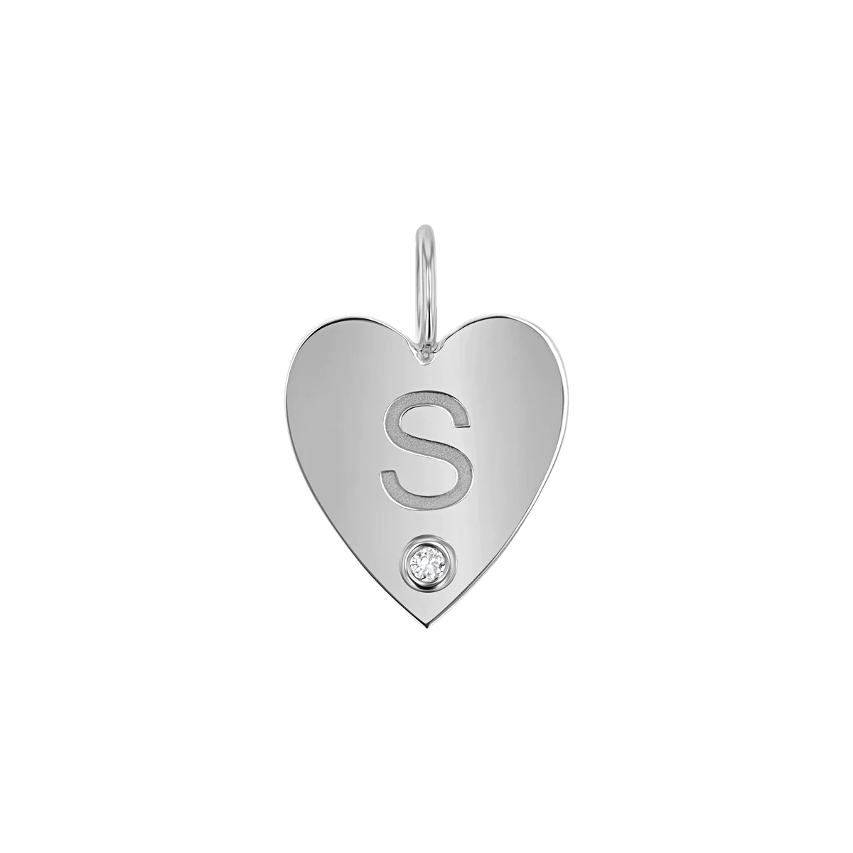 Kids Engravable Diamond Initial Heart Charm - Image 2