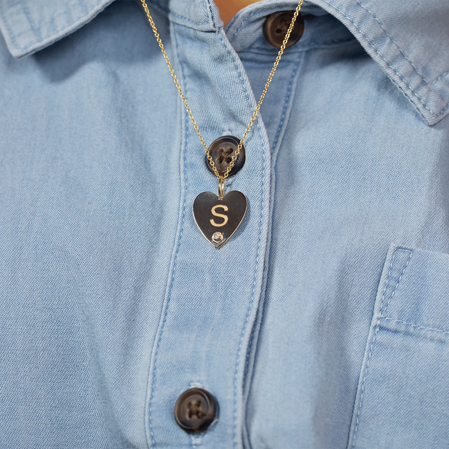 Kids Engravable Diamond Initial Heart Charm - Image 4