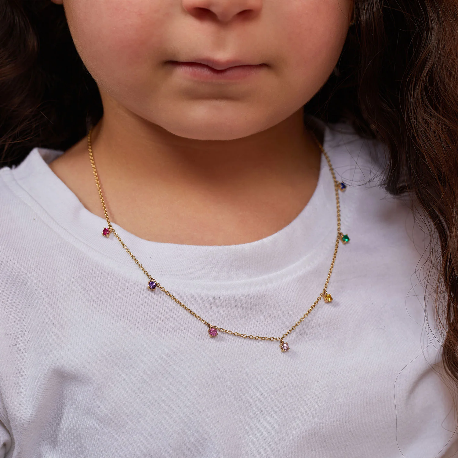 Kids Rainbow Gemstone Drop Necklace - Image 4
