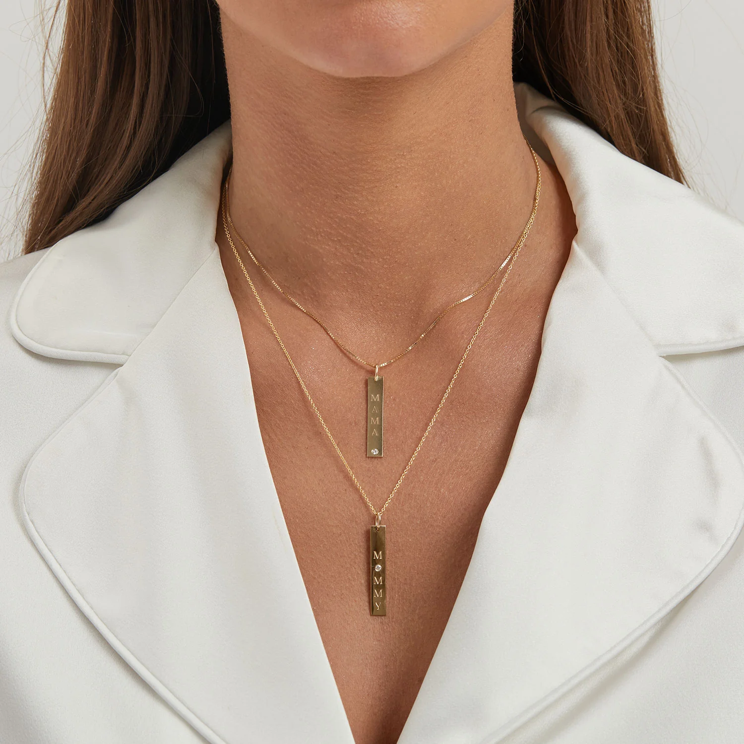 Mama Vertical Tag Charm With Diamond - Image 4