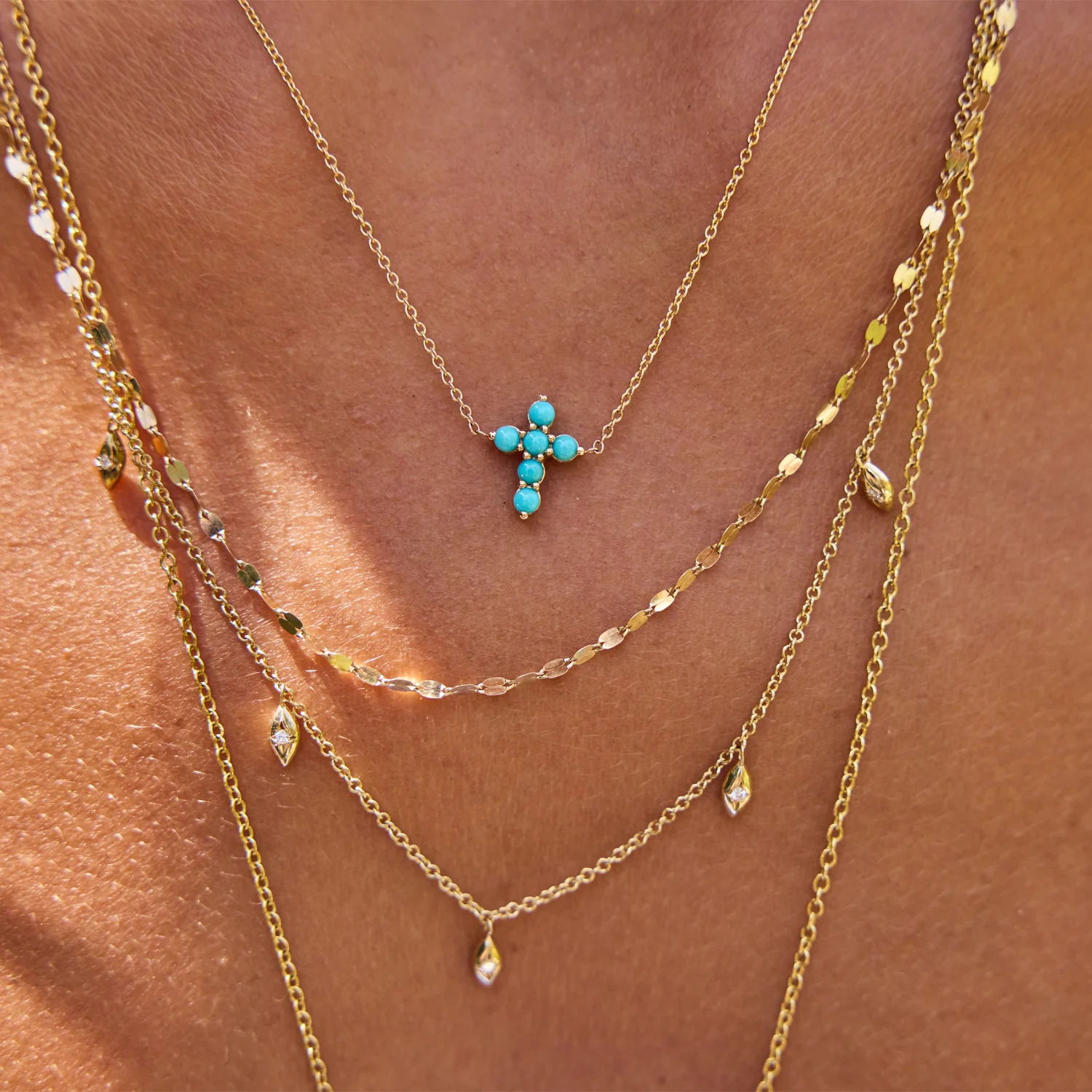 Mini Turquoise Cross Necklace - Image 5