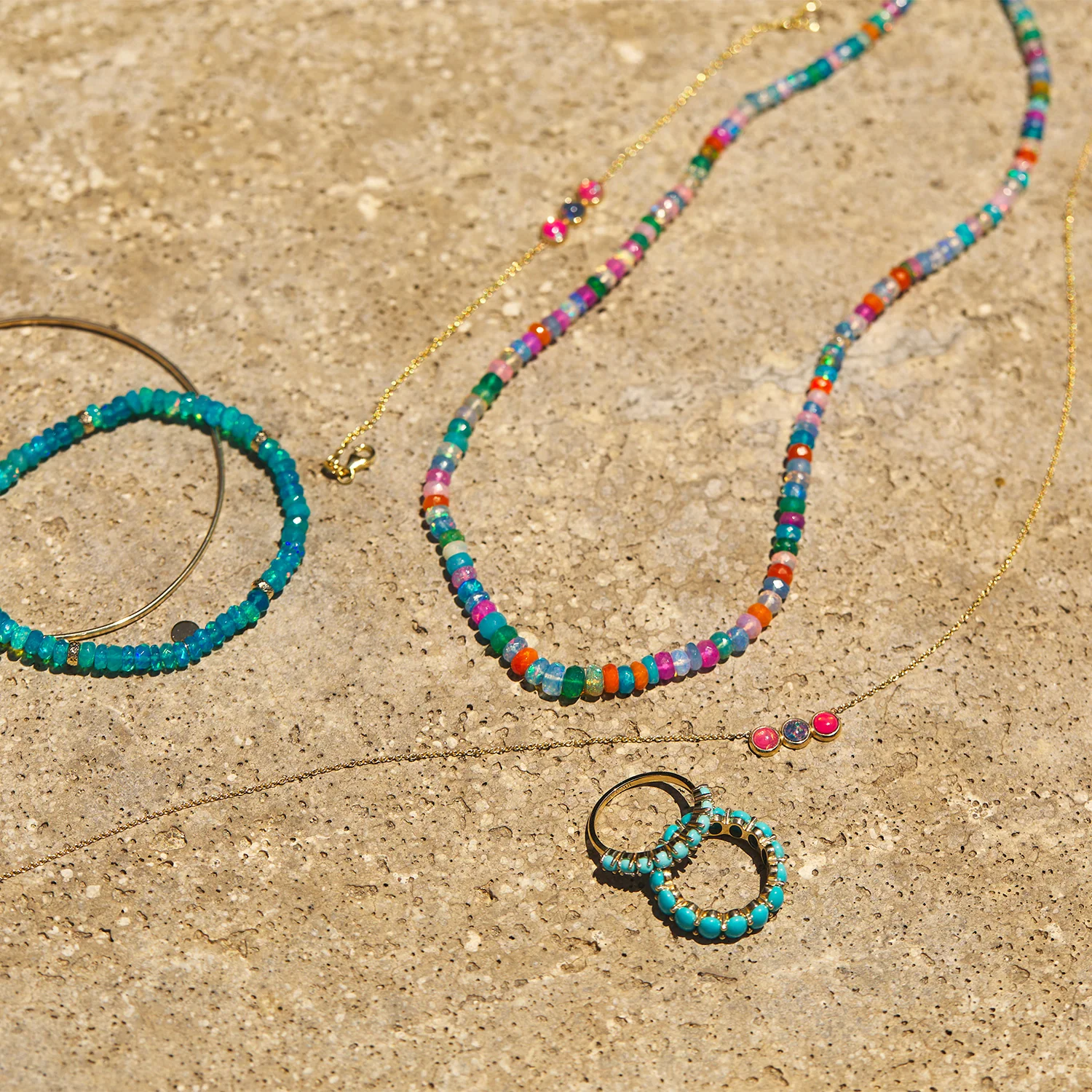 Multicolor Ethiopian Opal Bead Necklace - Image 2