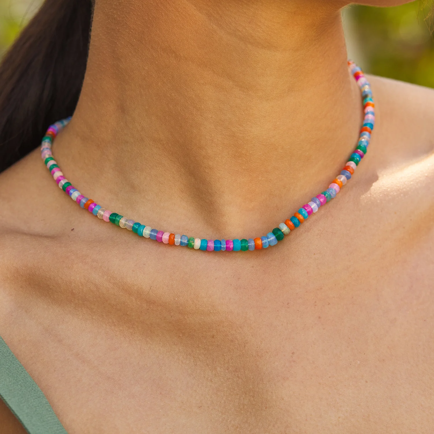 Multicolor Ethiopian Opal Bead Necklace - Image 3