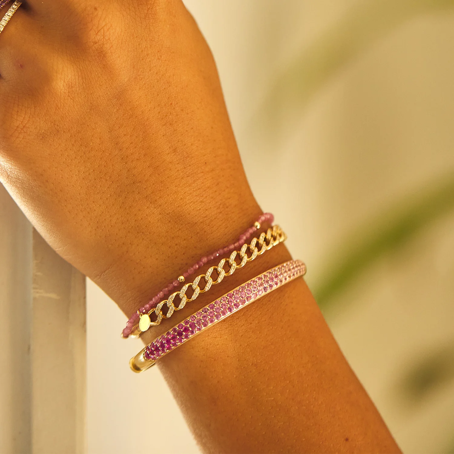 Ombré Pink Sapphire Cuff Bracelet - Image 4