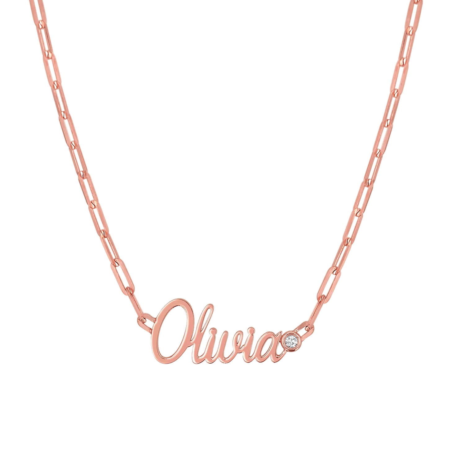 Paper Clip Script Diamond Name Necklace - Image 3