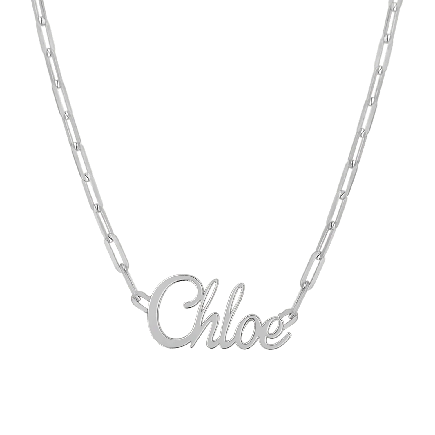 Paper Clip Script Diamond Name Necklace - Image 5