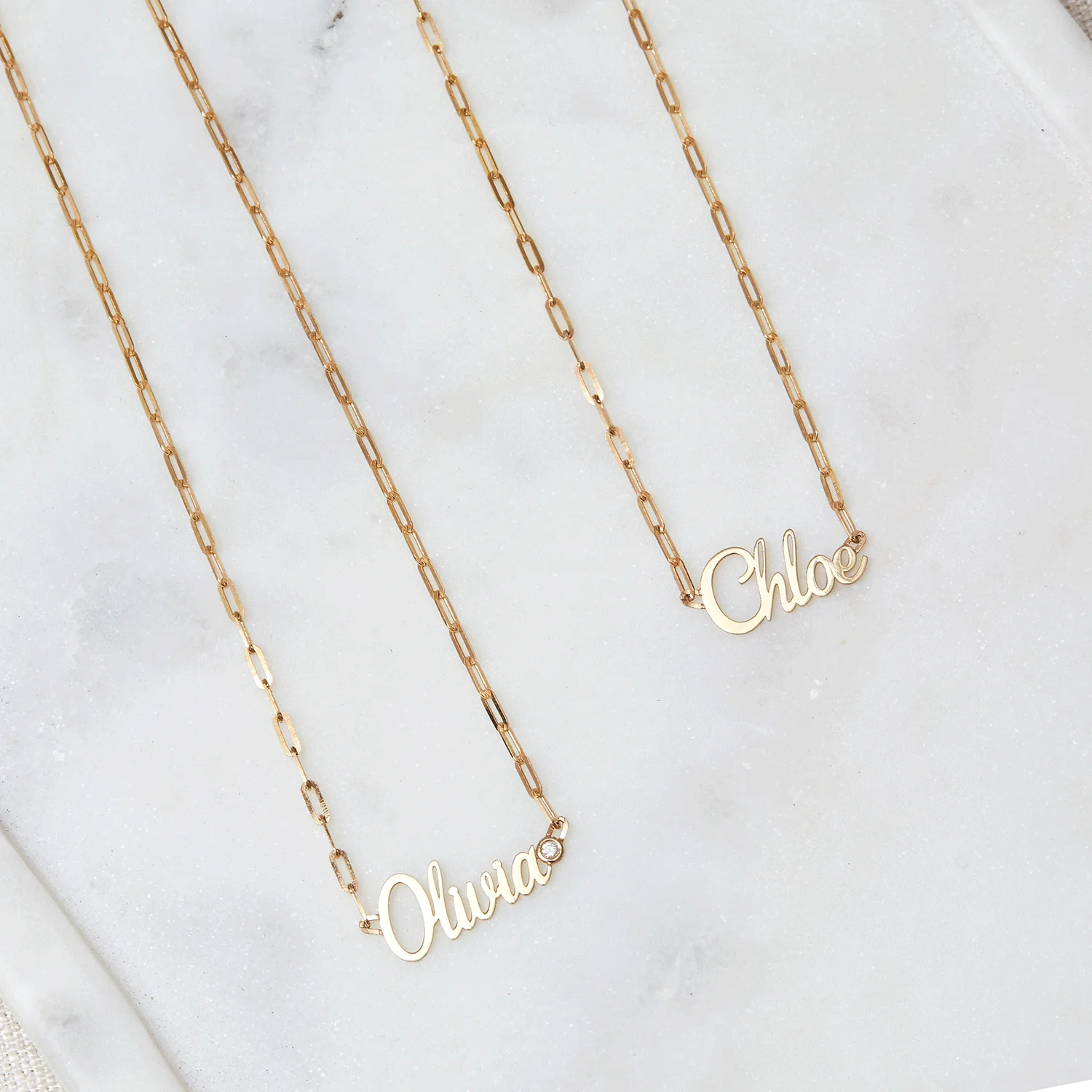 Paper Clip Script Diamond Name Necklace - Image 9