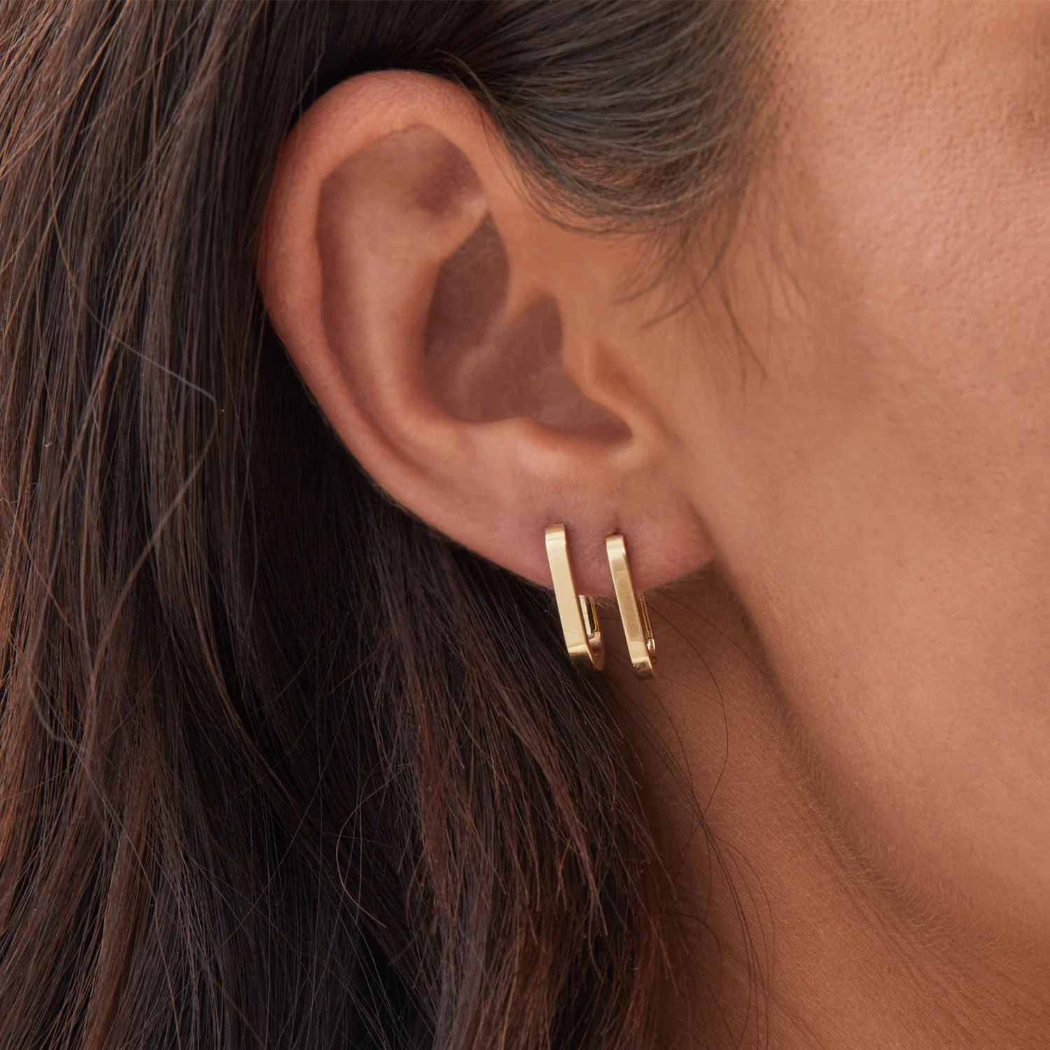 Paper Clip Huggie Hoop Earrings - Image 8