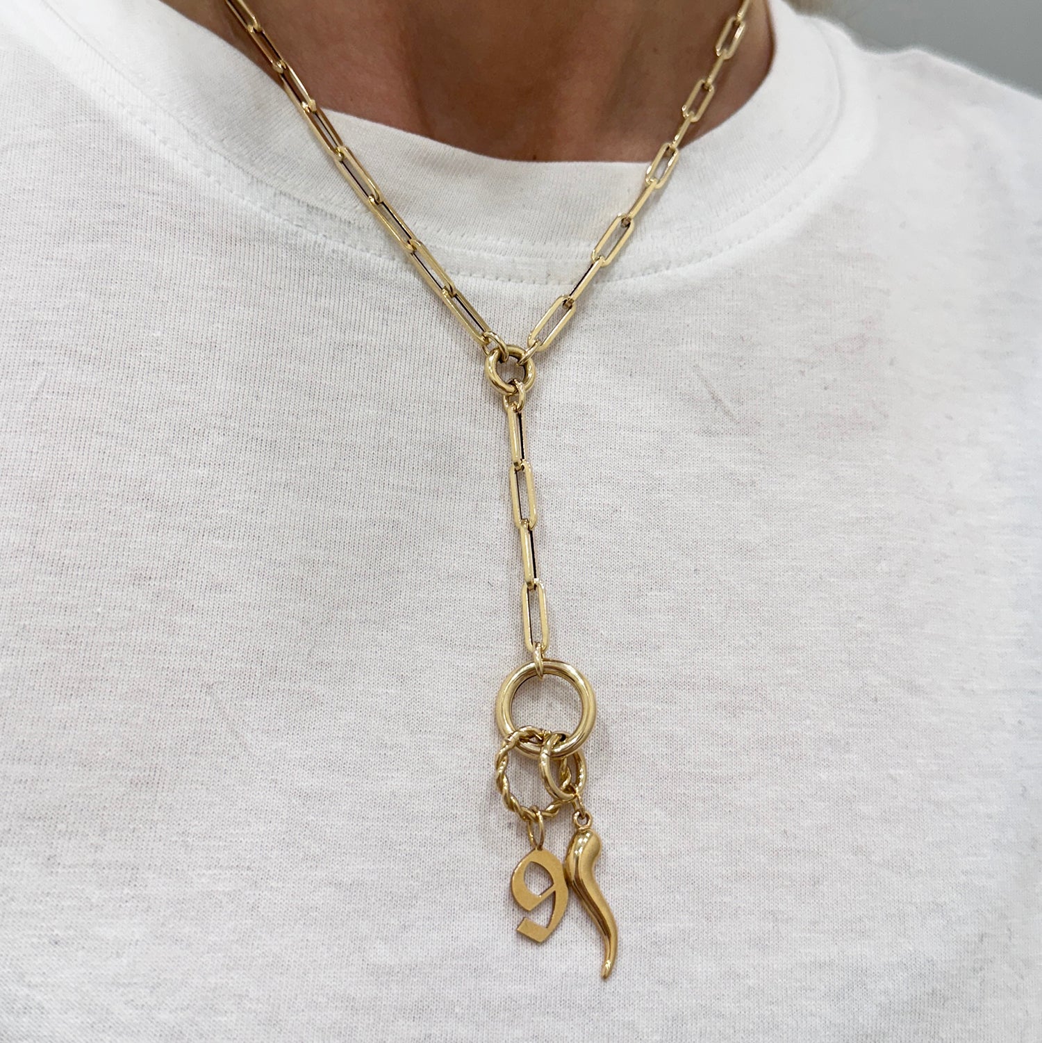 Paperclip Loop Charm Necklace Y Chain - Image 3