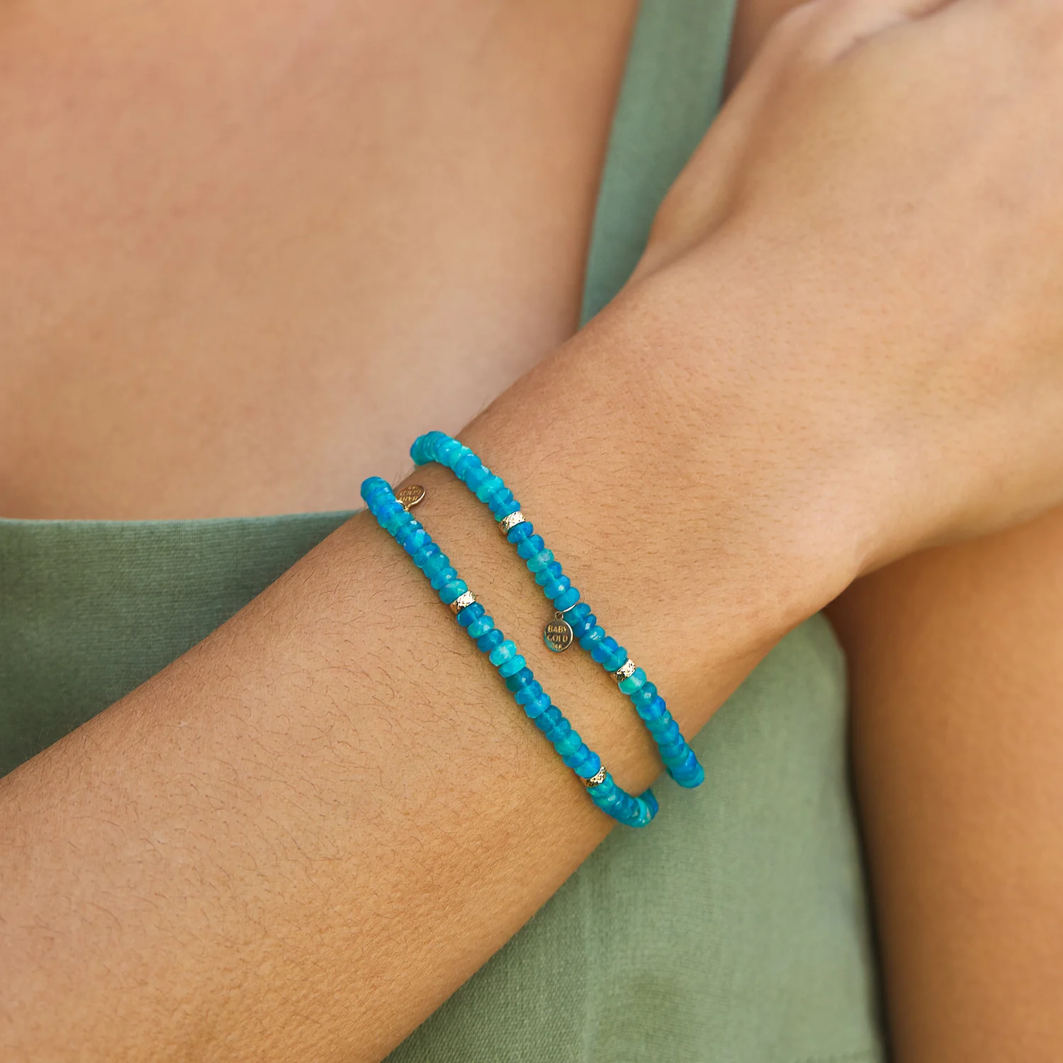 Paraiba Opal Stretch Bead Bracelet - Image 3