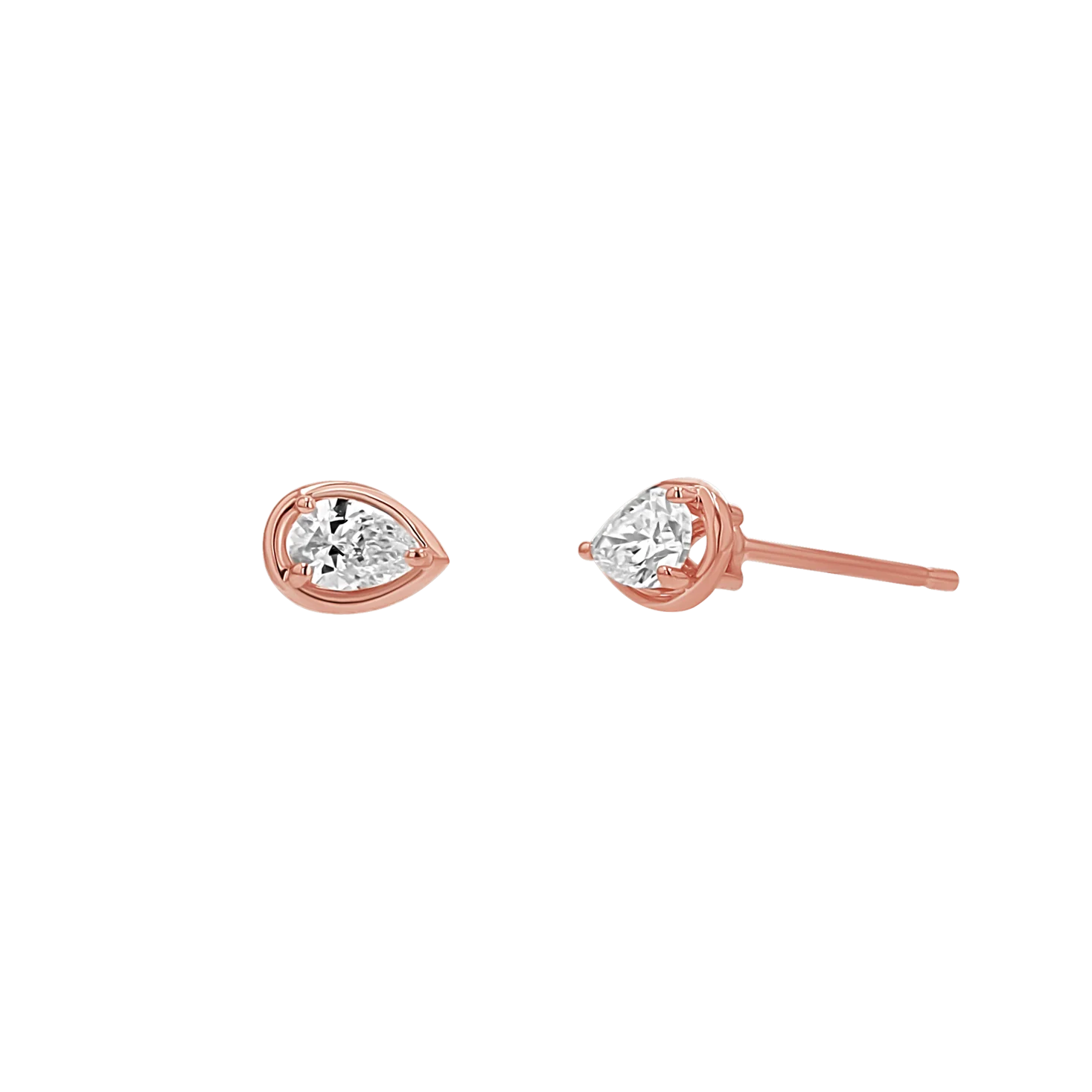 Pear Diamond Stud Earrings - Image 3