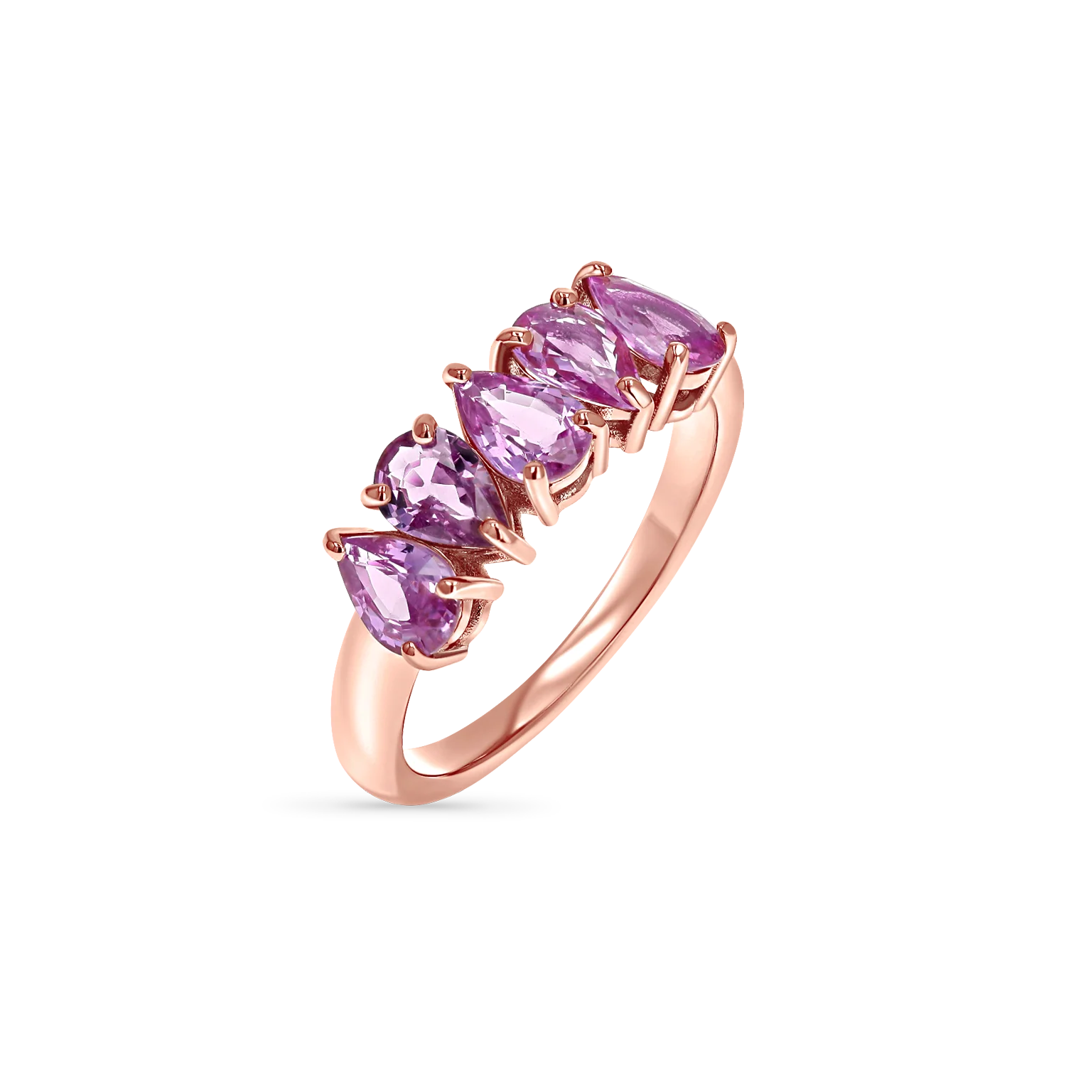 Pear Shape Pink Sapphire Half Eternity - Image 3