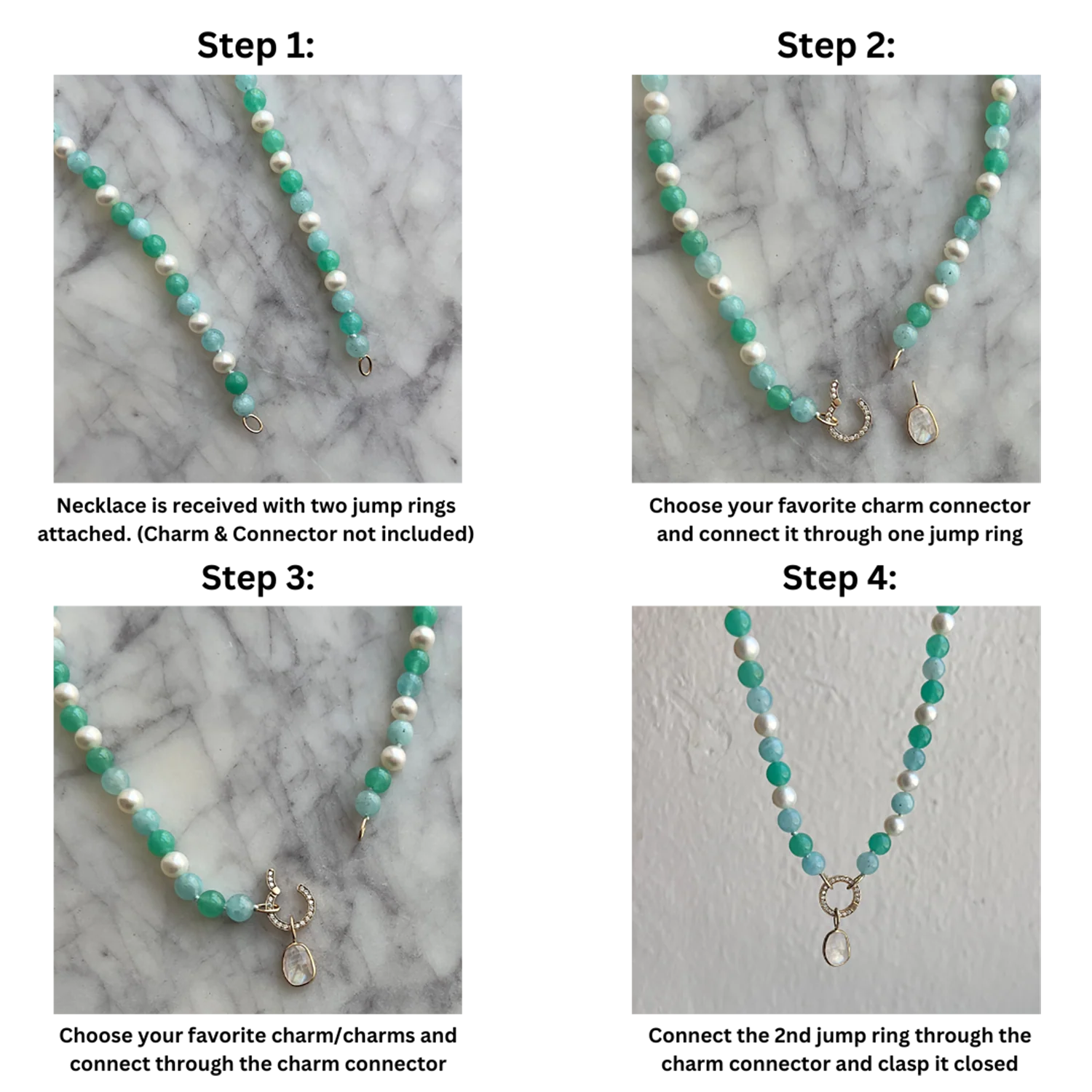 Pearl Aqua Connector Chain Necklace - Image 10