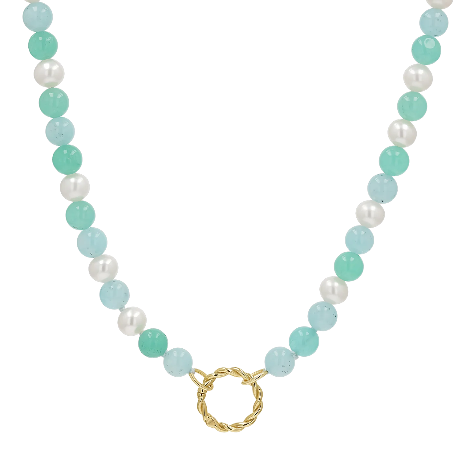 Pearl Aqua Connector Chain Necklace - Image 3