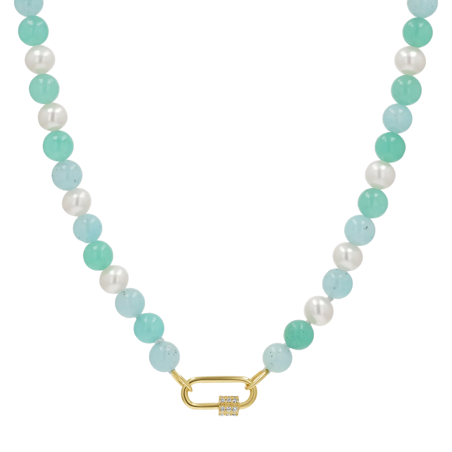 Pearl Aqua Connector Chain Necklace - Image 5