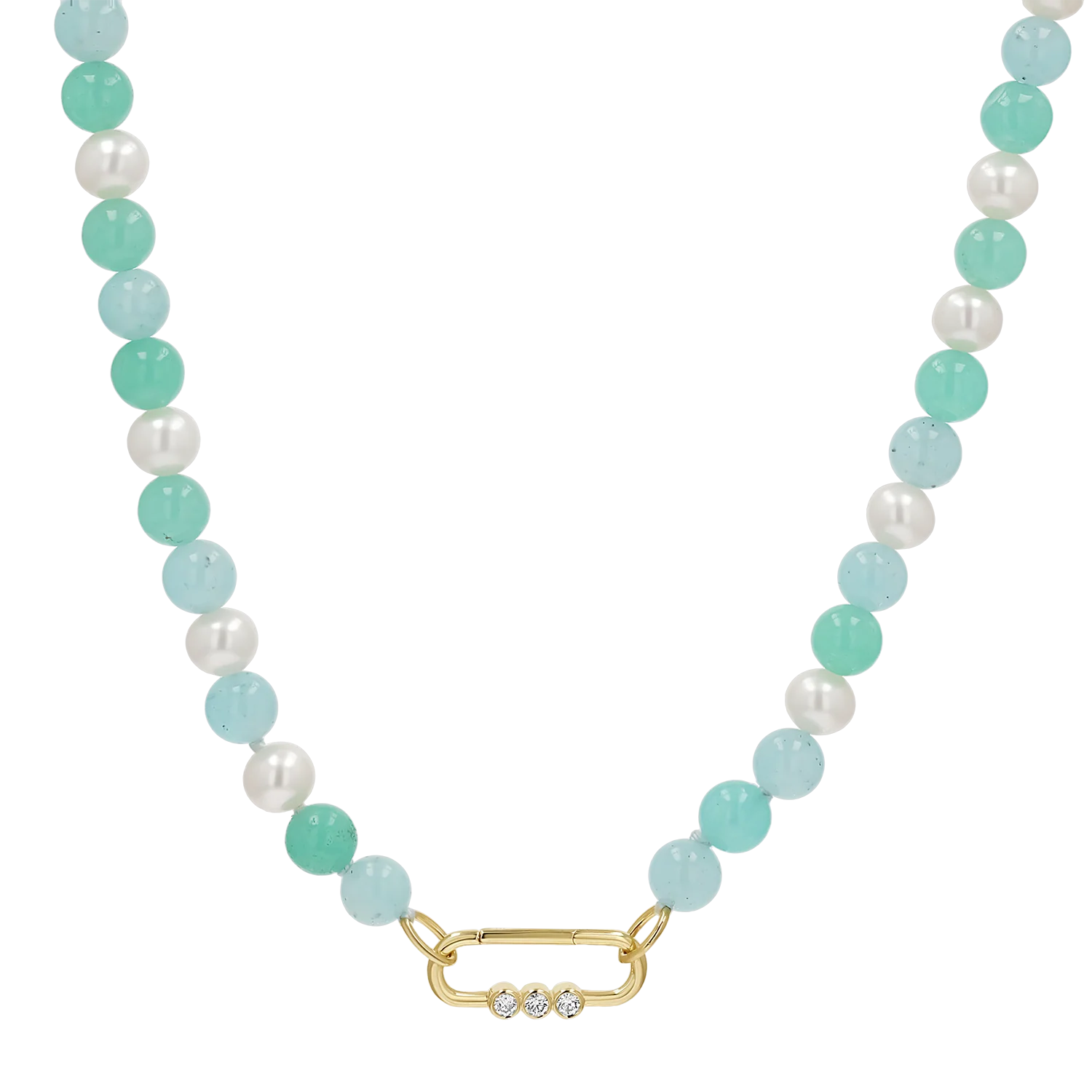Pearl Aqua Connector Chain Necklace - Image 6