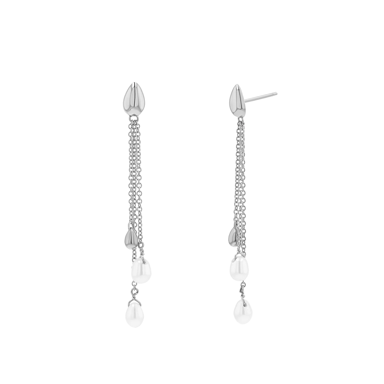 Pearl Drop Chain Earrings - Image 2