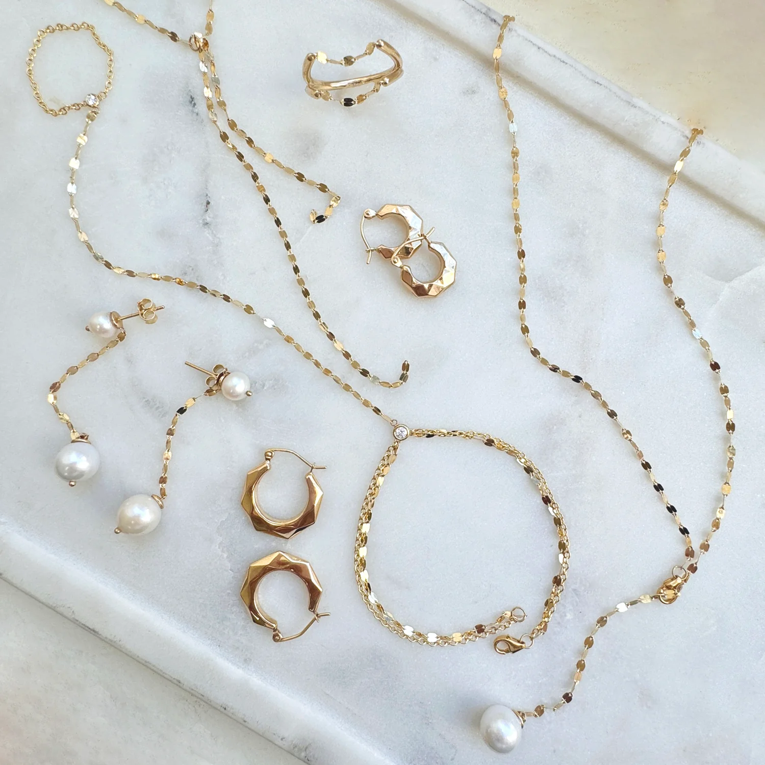 Pearl Drop Demure Chain Earrings - Image 2