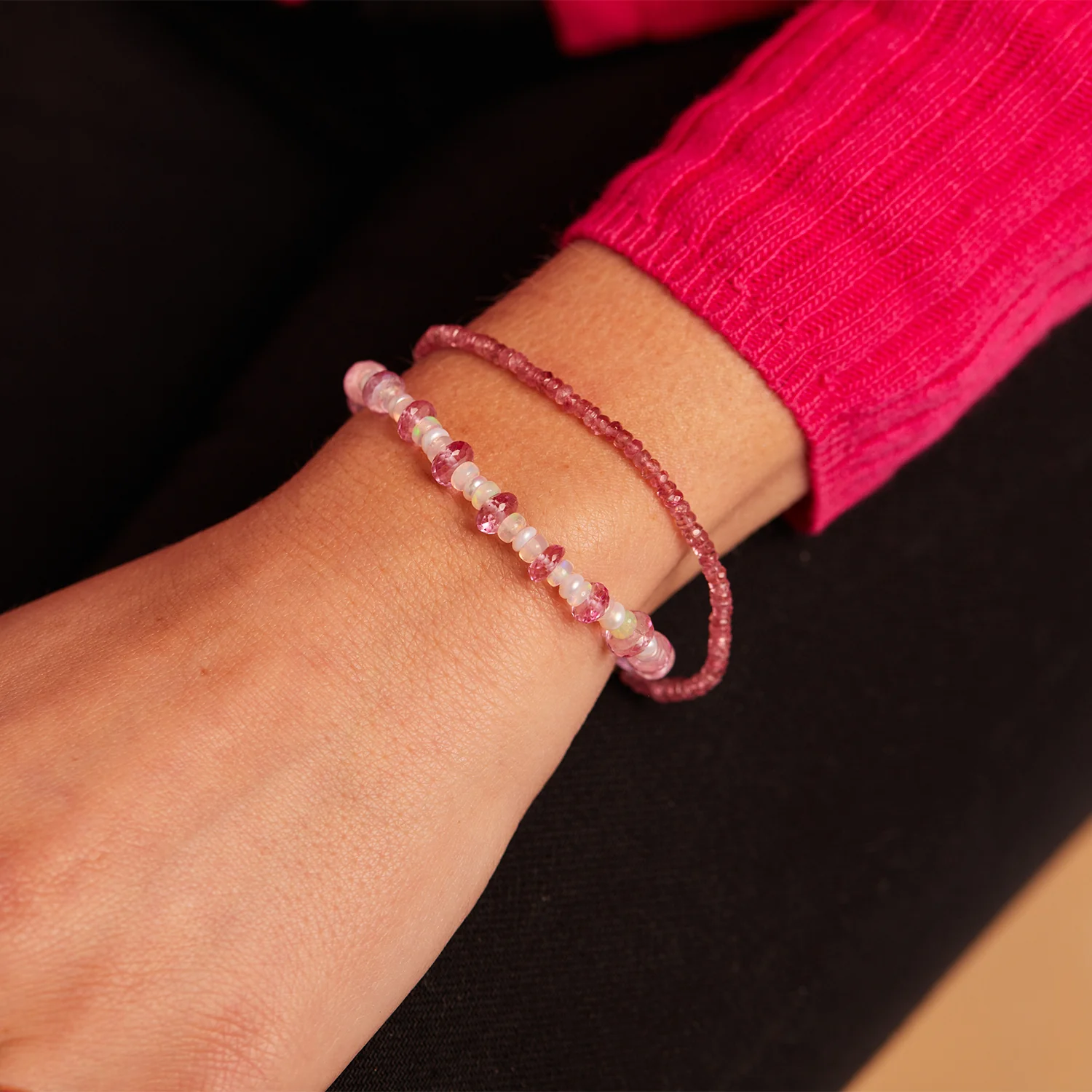 Pink Sapphire Beaded Bracelet - Image 2