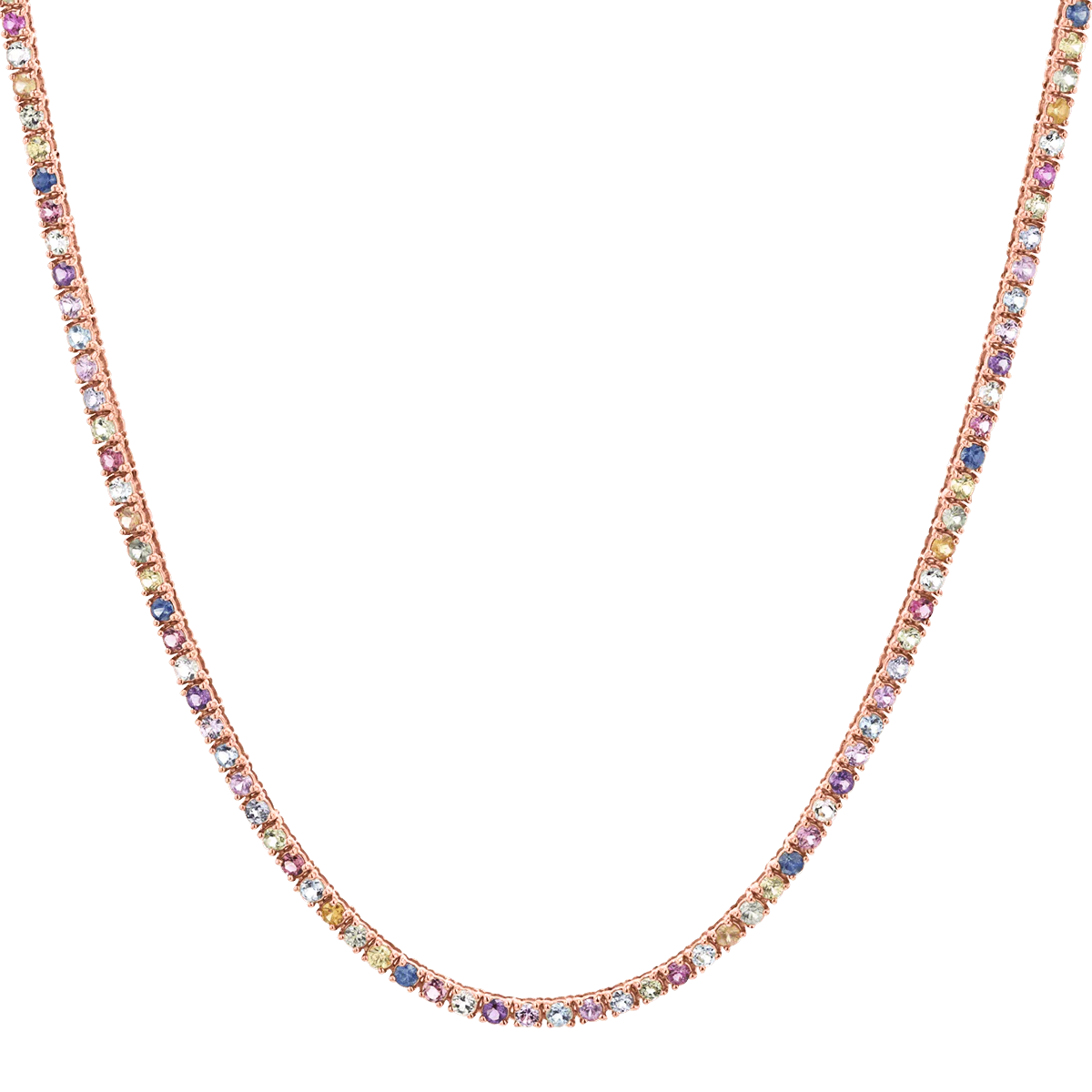 Rainbow Gemstone Tennis Necklace - Image 3