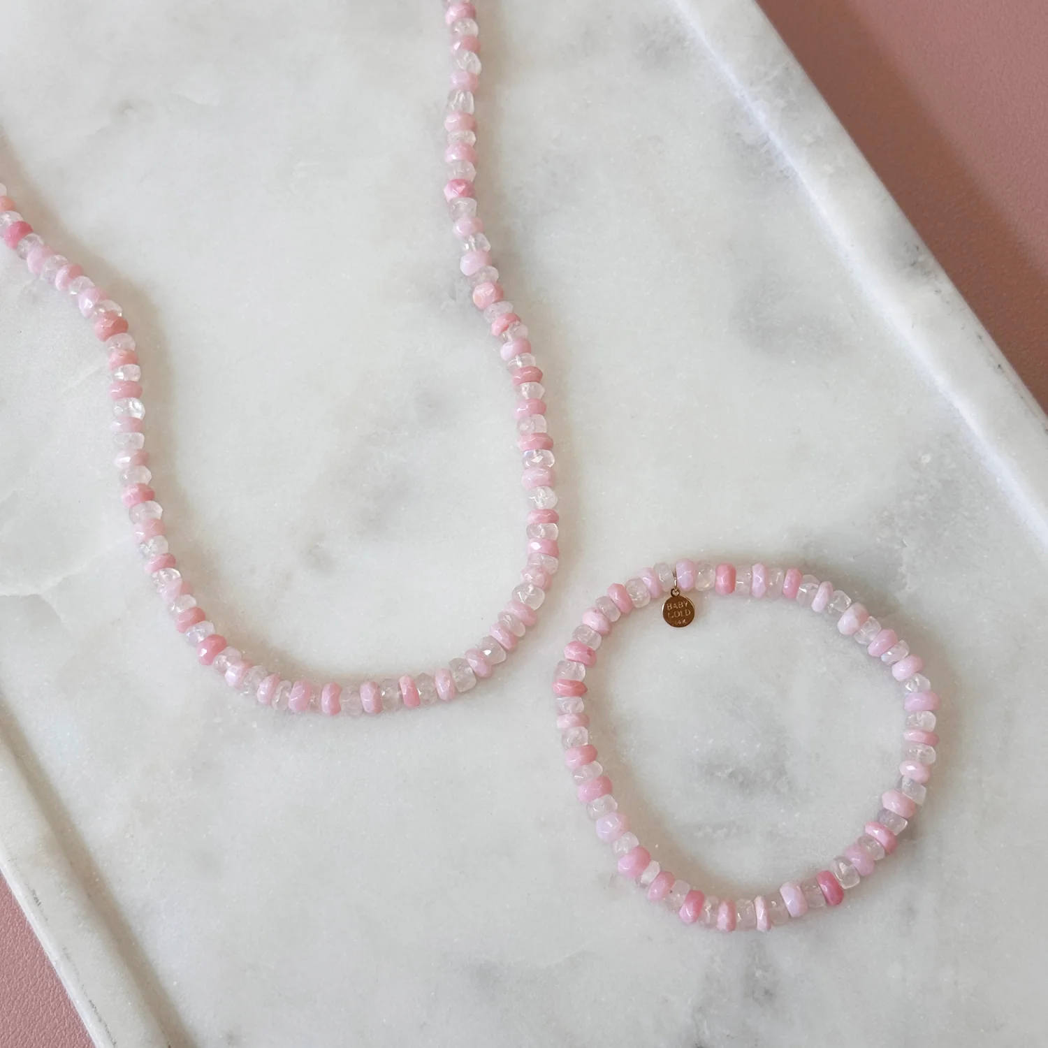 Rose Quartz and Moonstone Beaded Necklace - Image 2