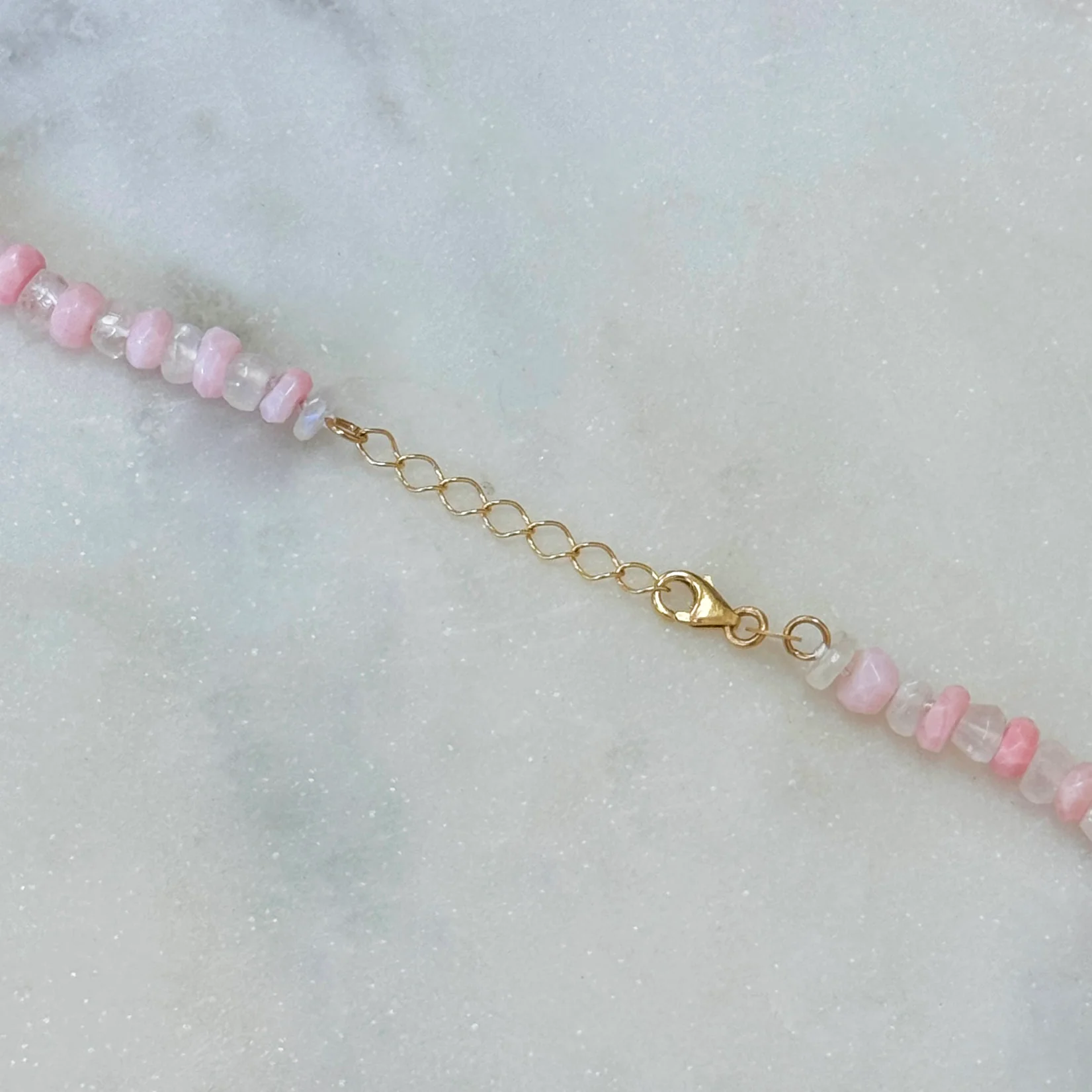 Rose Quartz and Moonstone Beaded Necklace - Image 3