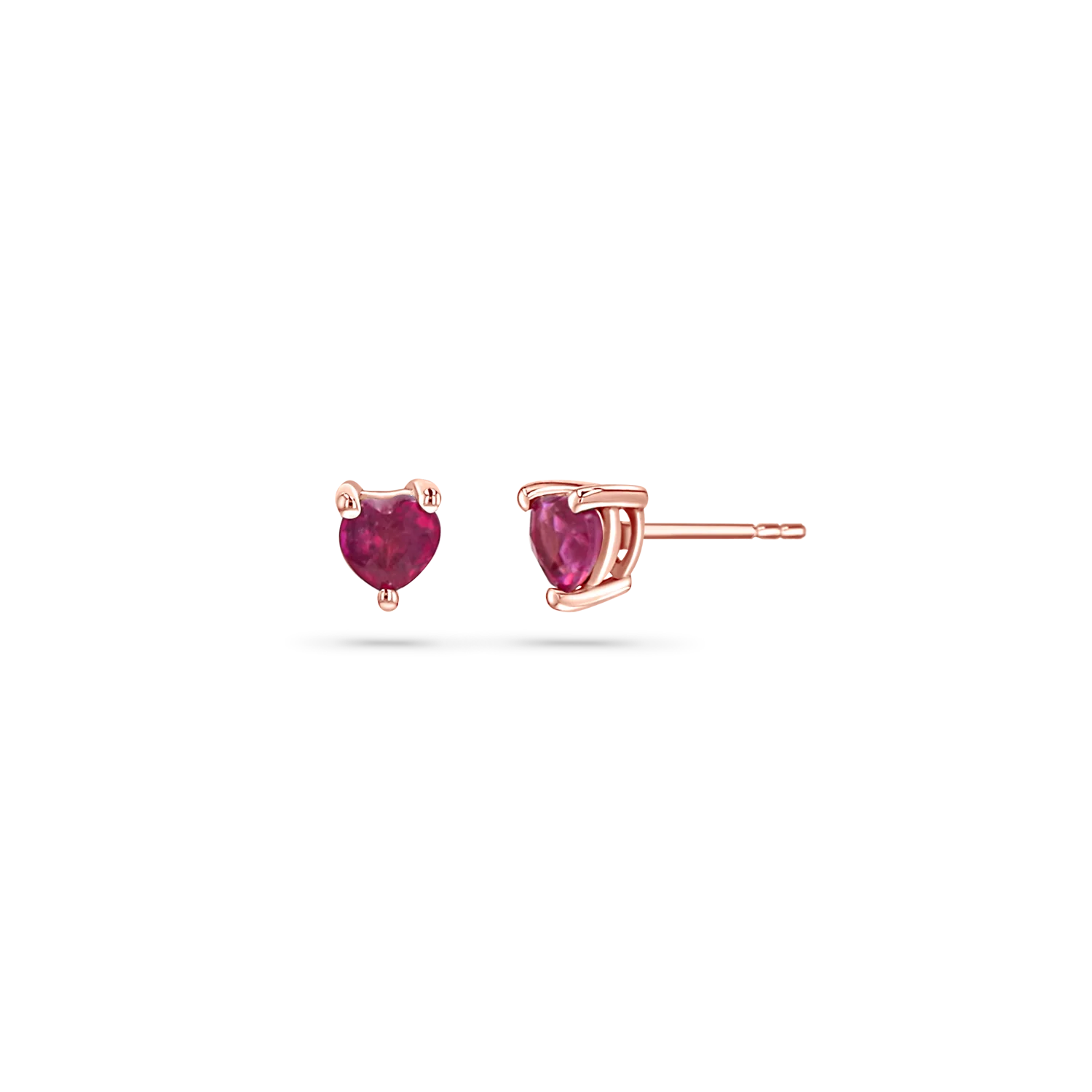 Ruby Heart Stud Earrings - Image 3