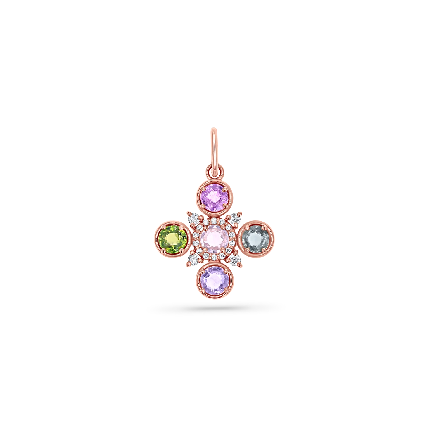 Sapphire and Diamond Fleur Cross Pendant - Image 3