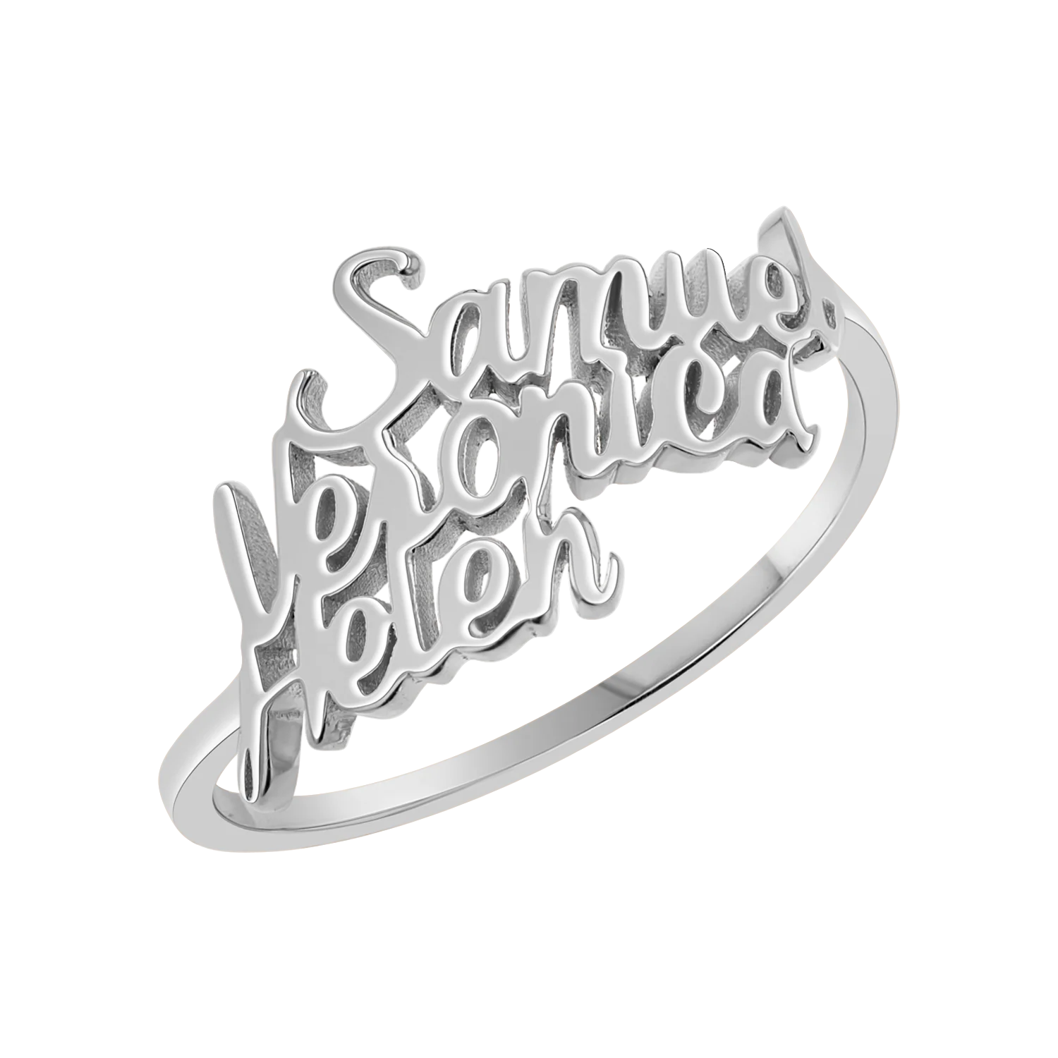 Script Custom Triple Name Ring - Image 2