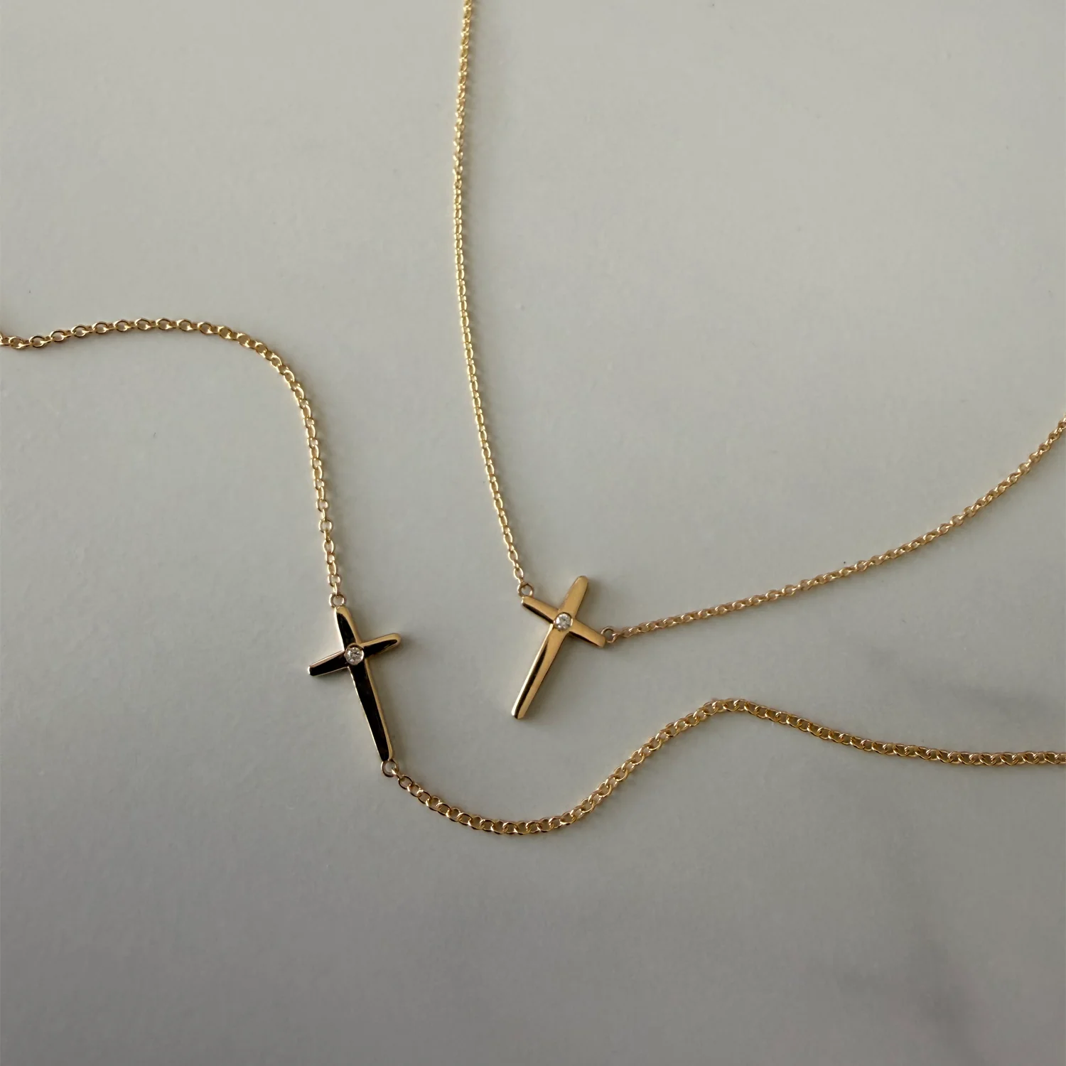 Sculptural Diamond Cross Necklace - Image 4