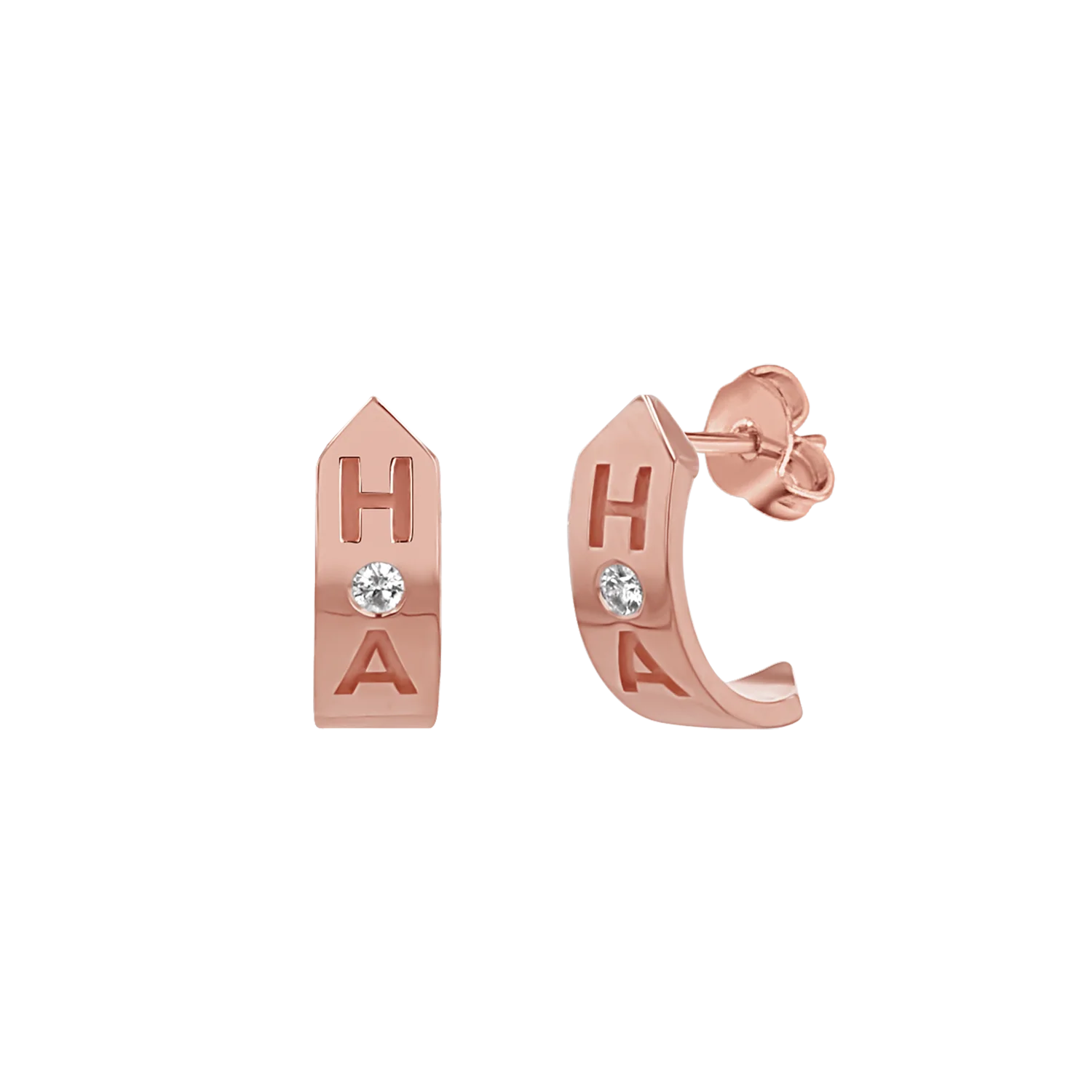 Shield Letter Huggie Hoops - Image 3