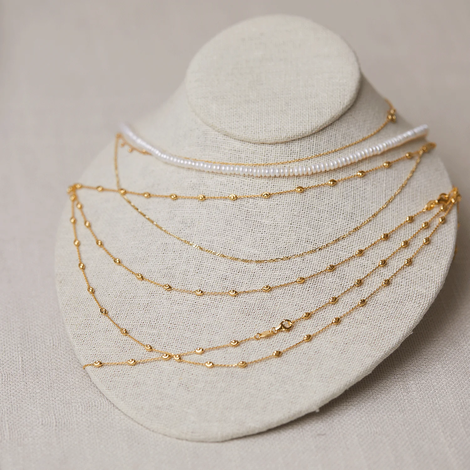 Spaced Mooncut Bead Necklace - Image 4