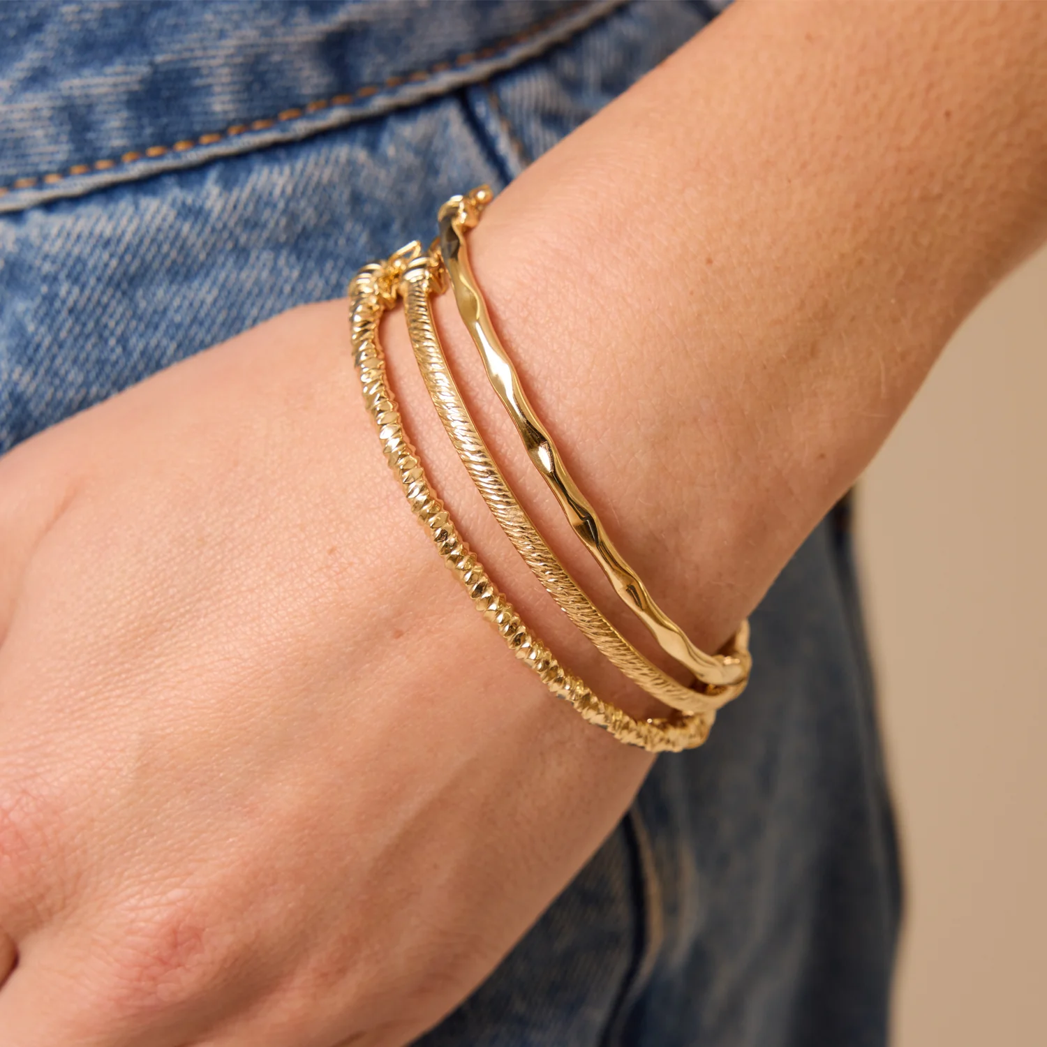 Sparkle Faceted Gold Bangle - Image 2