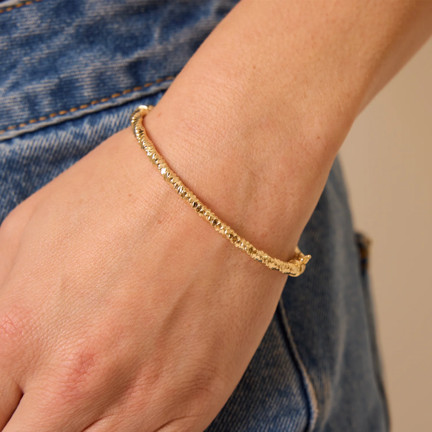 Sparkle Faceted Gold Bangle - Image 3
