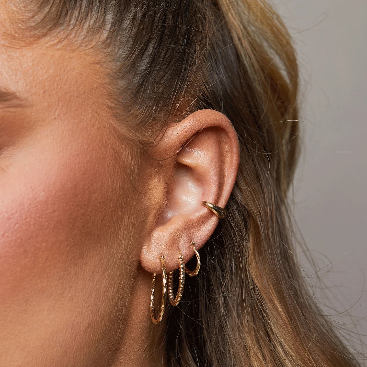Tiny Hex Hoop Earrings - Image 4
